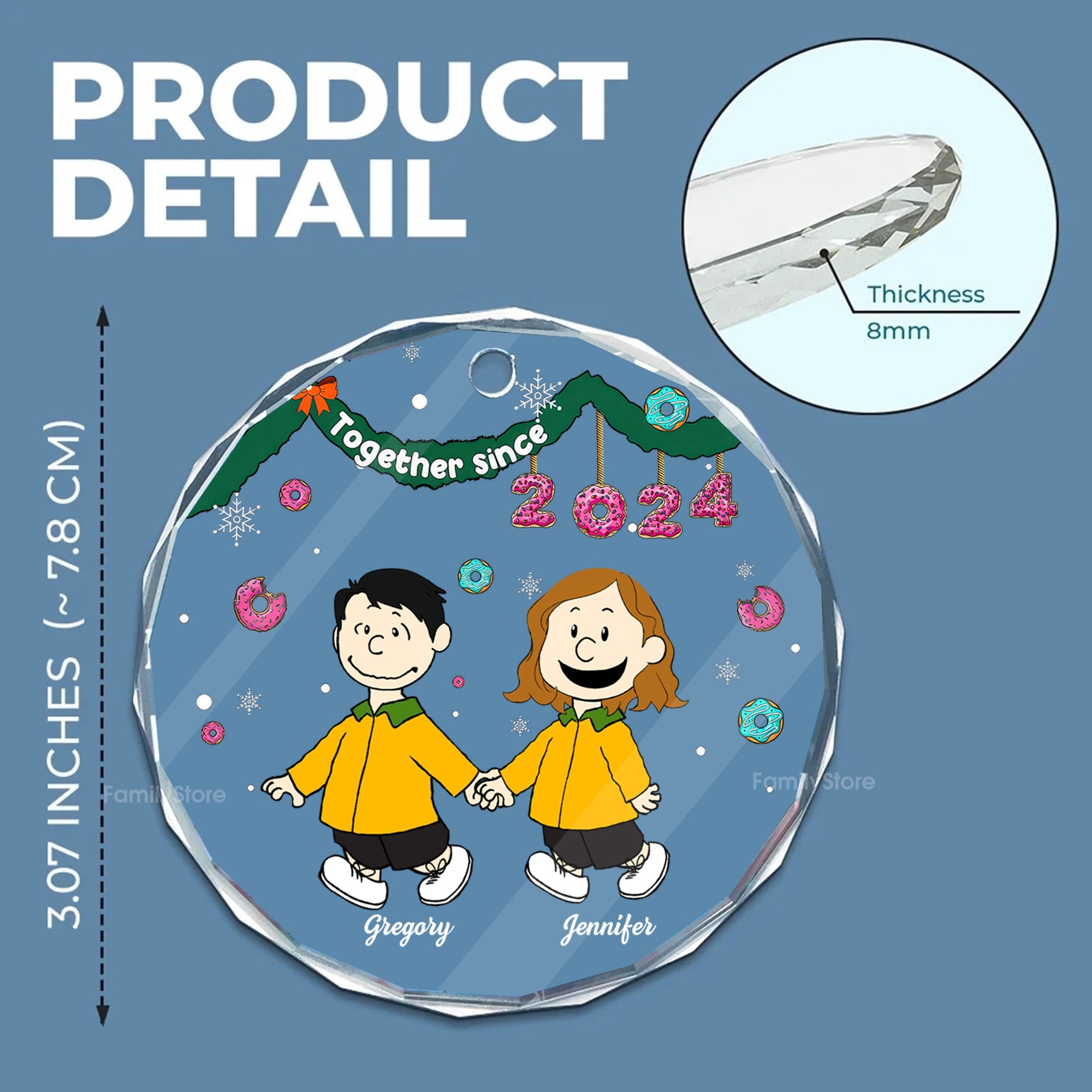 Personalized Glass Ornament Together Since 2024 Gift for Couples