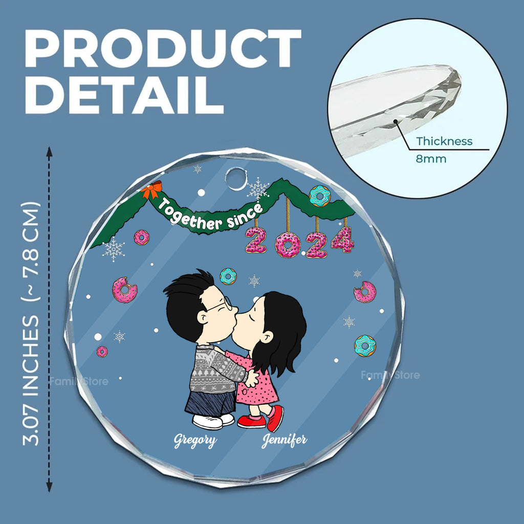 Personalized Glass Ornament Custom Couple Gift for Christmas