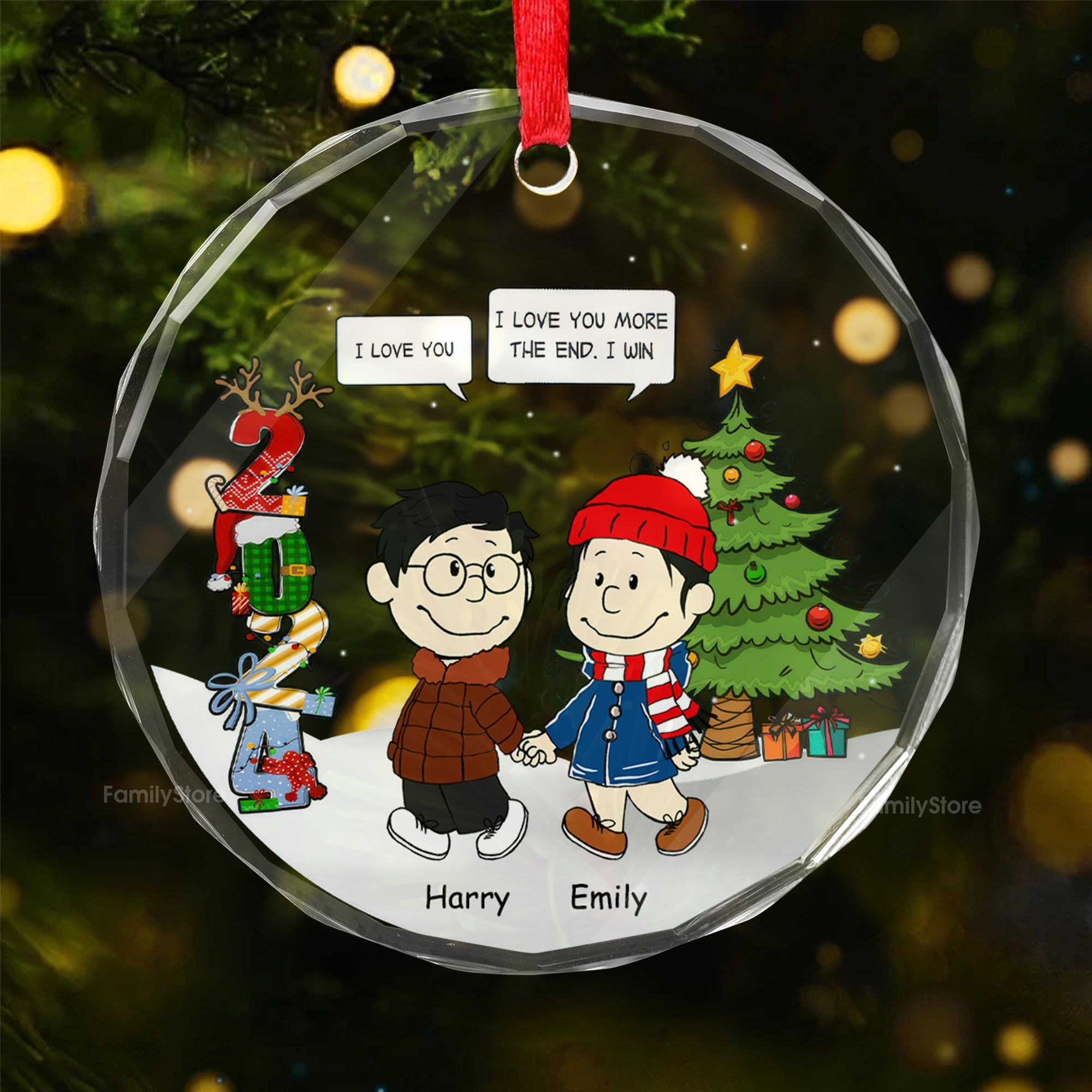 Personalized Glass Ornament Unique Couple Gift for Christmas