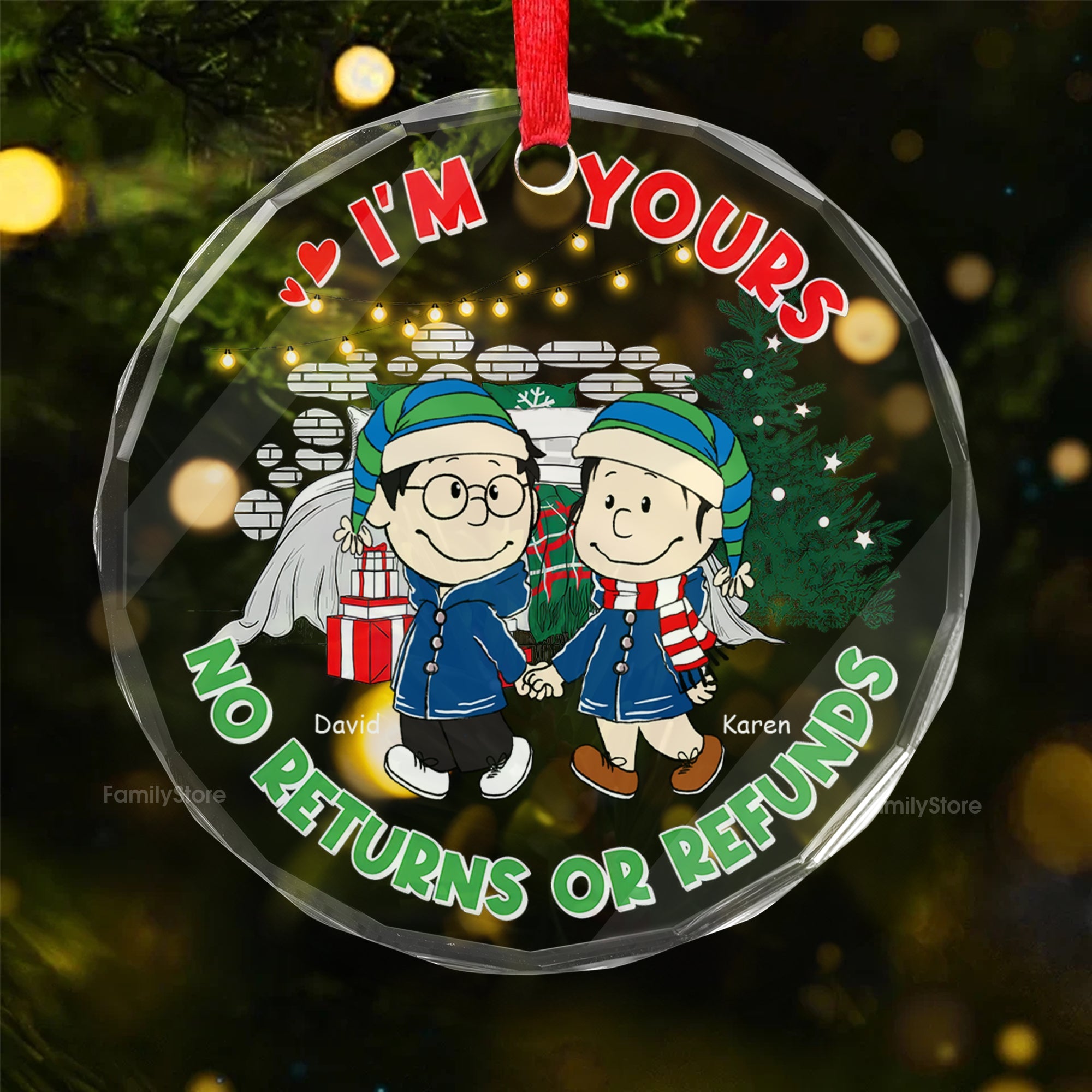 Personalized Glass Ornament with Custom Name | Unique Couple Gift