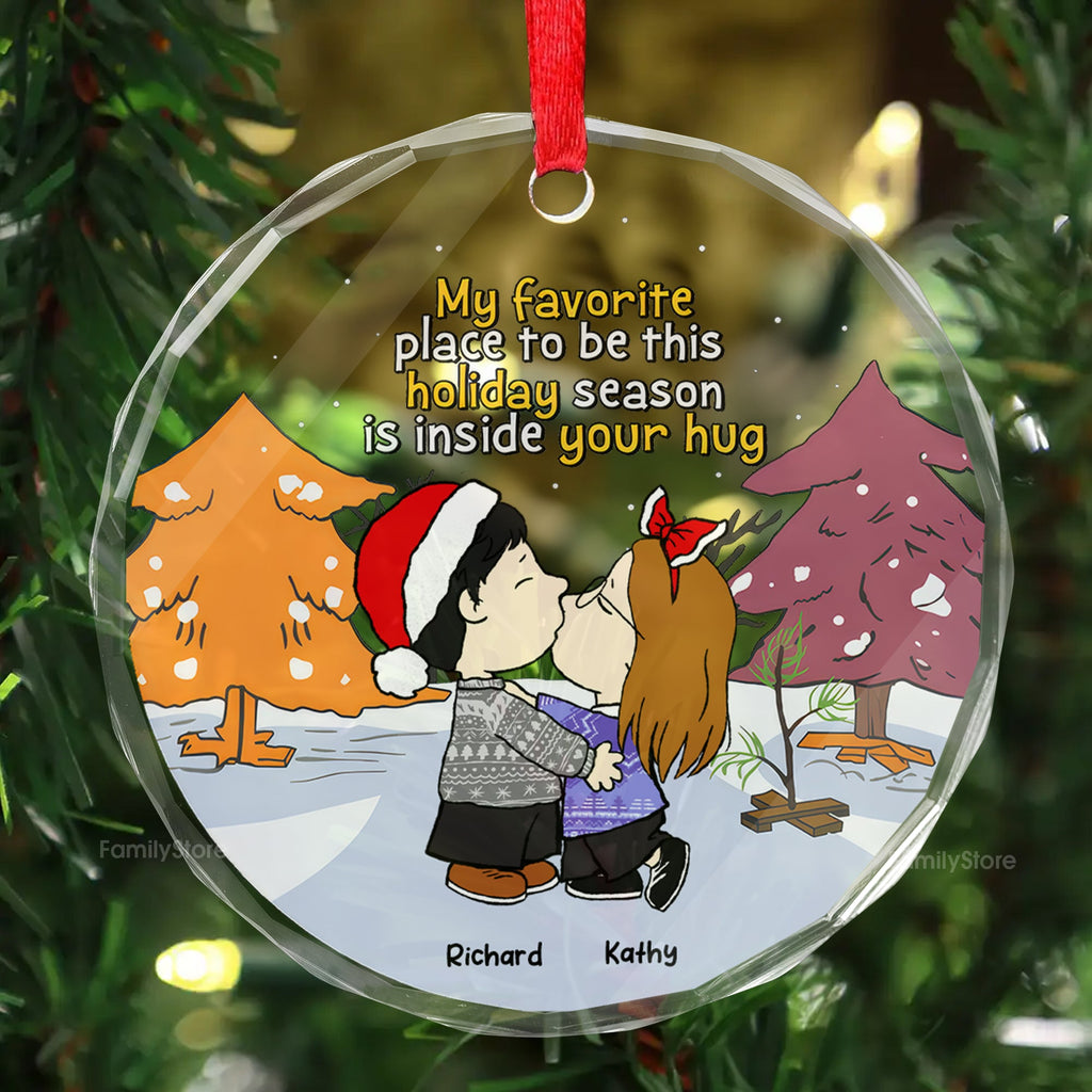 Personalized Glass Ornament My Favorite Place to Be Gift for Couple