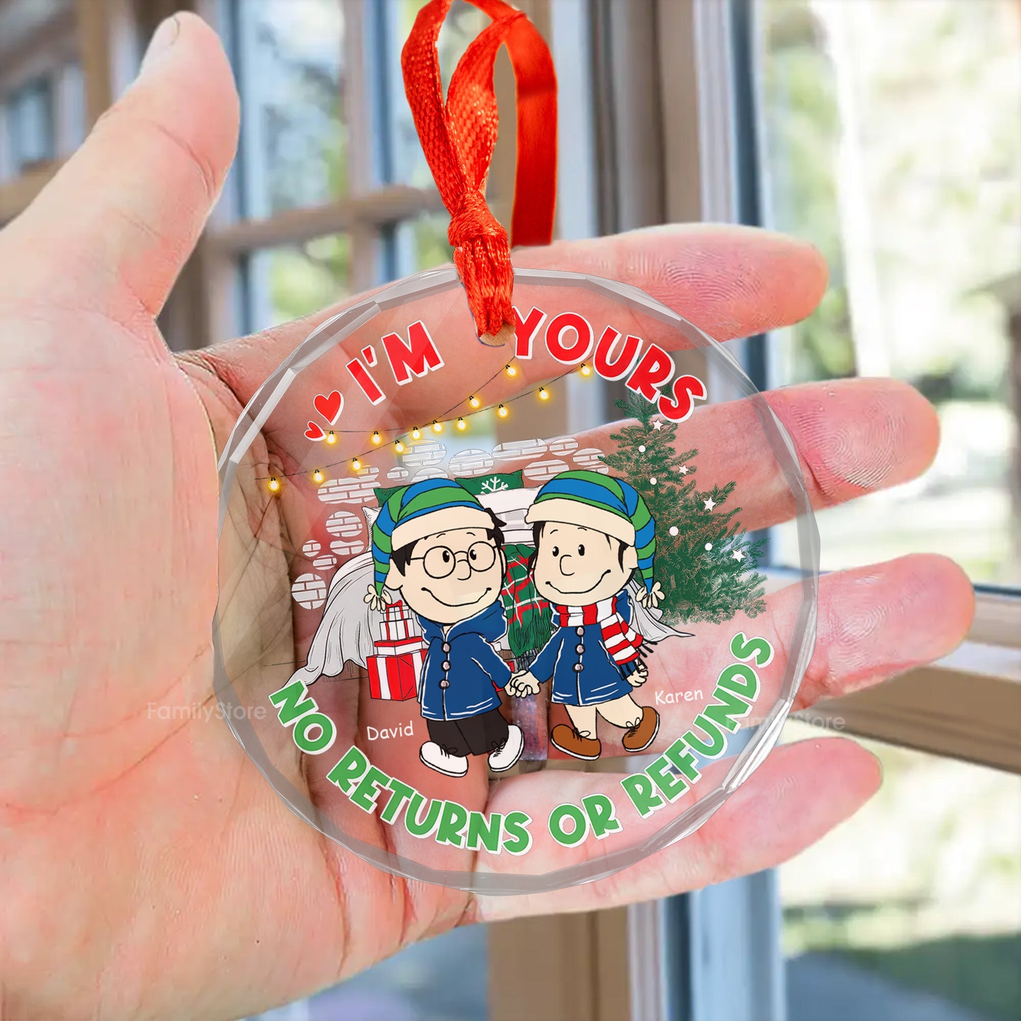 Personalized Glass Ornament with Custom Name | Unique Couple Gift