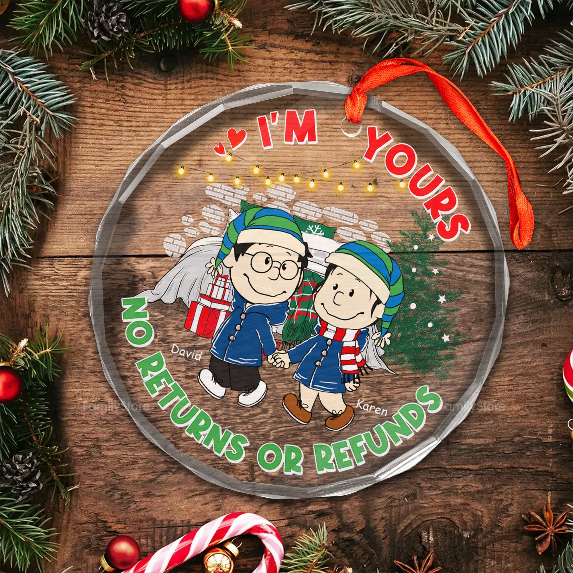 Personalized Glass Ornament with Custom Name | Unique Couple Gift