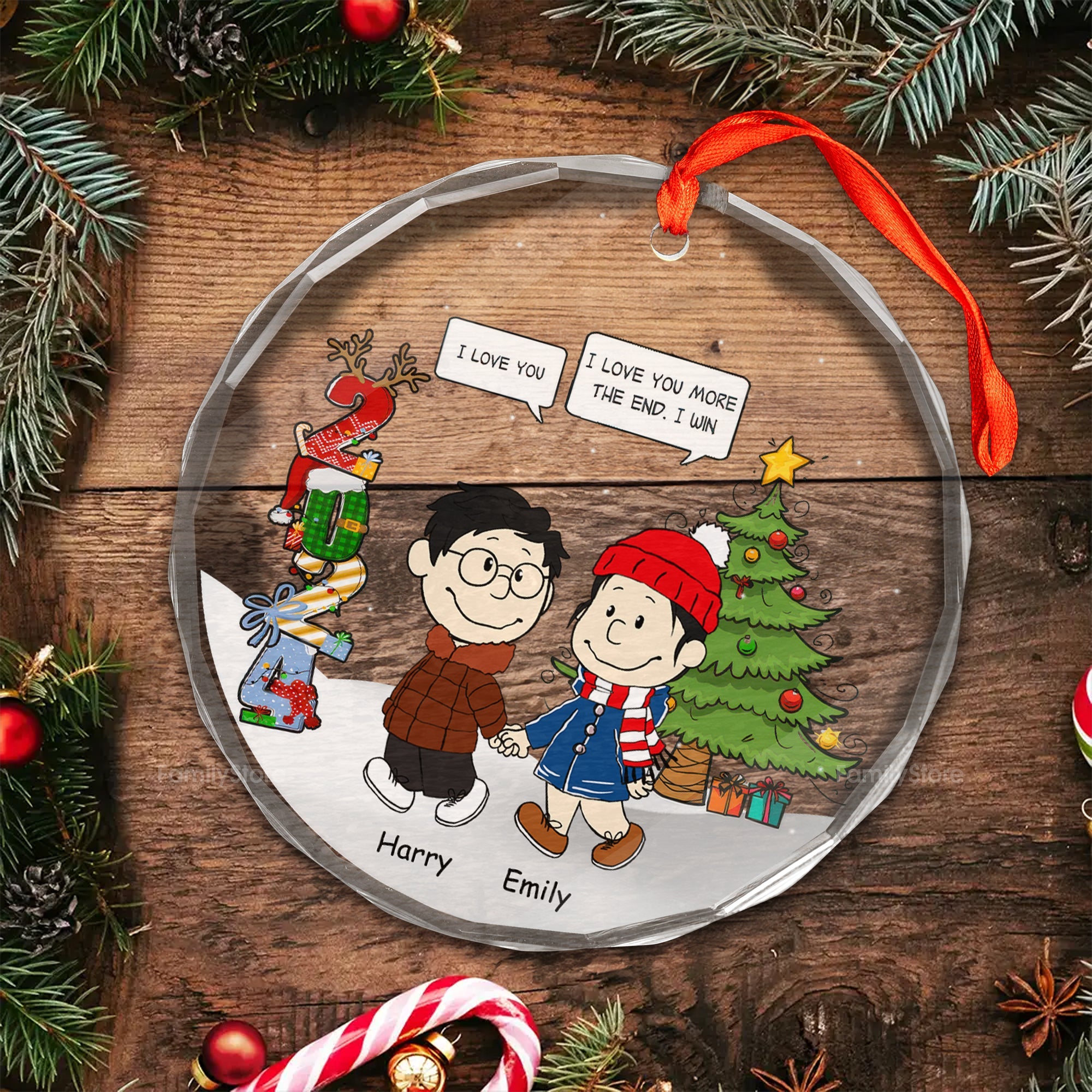 Personalized Glass Ornament Unique Couple Gift for Christmas