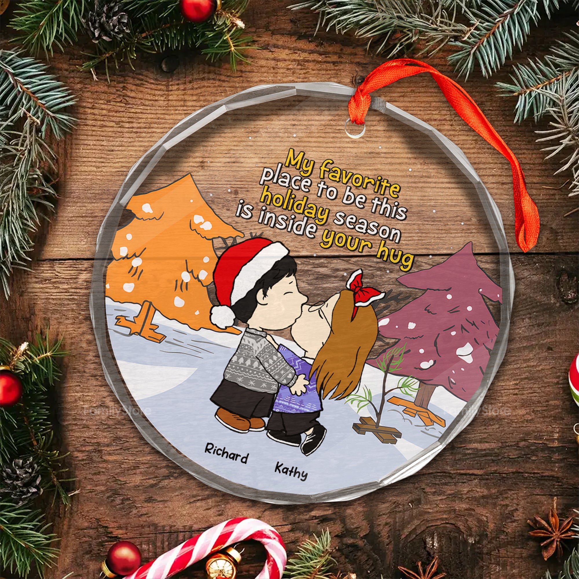 Personalized Glass Ornament My Favorite Place to Be Gift for Couple