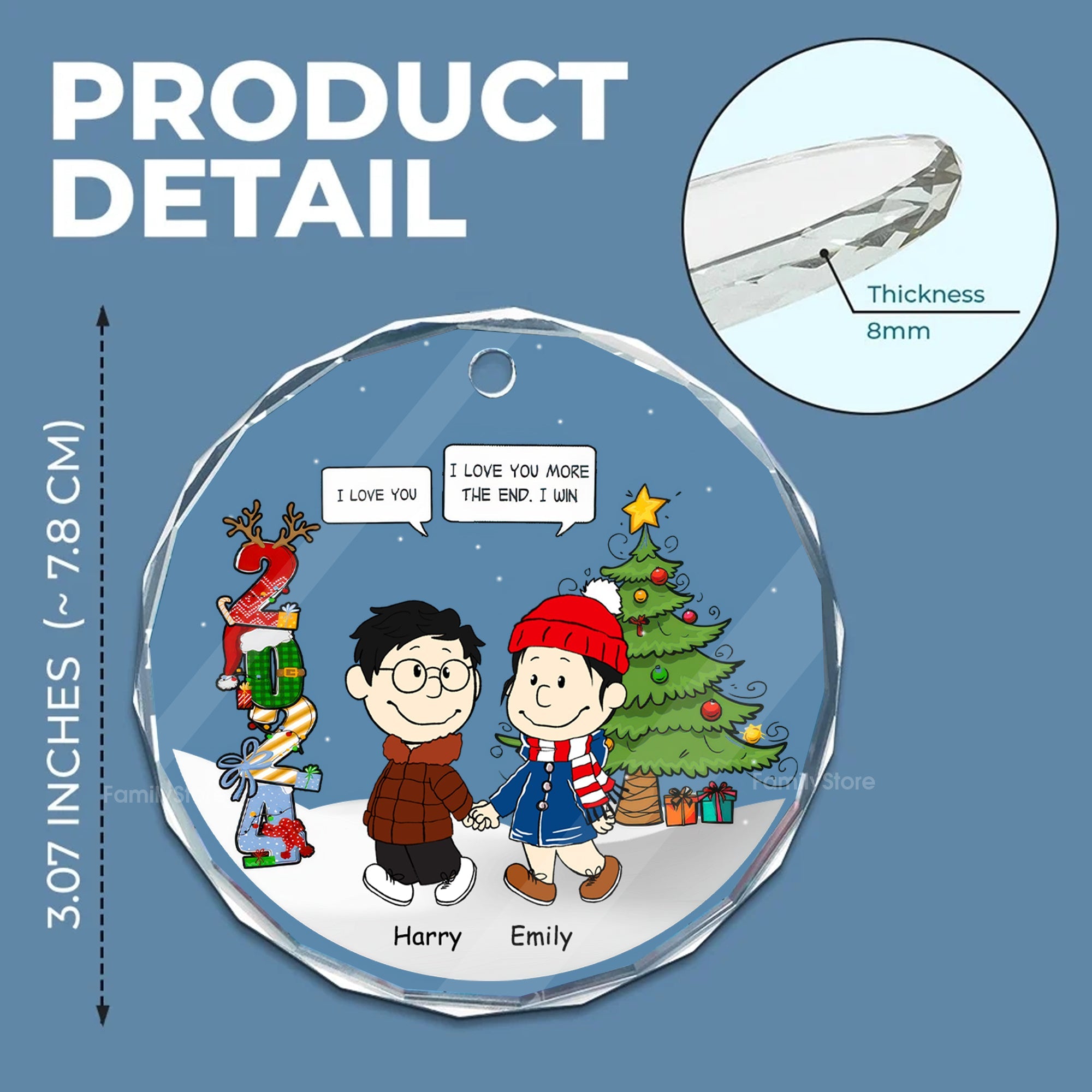 Personalized Glass Ornament Unique Couple Gift for Christmas