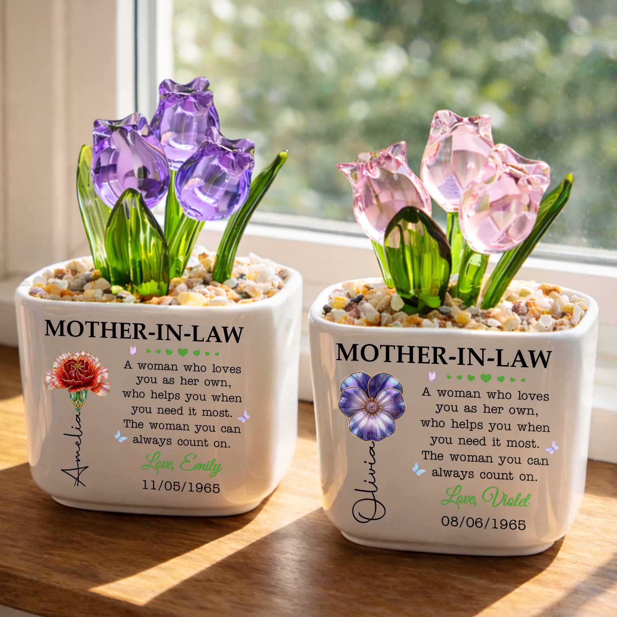 Personalized Everlasting Tulips Custom Gift for Mother-in-Law Glass Tulip GradoCreations