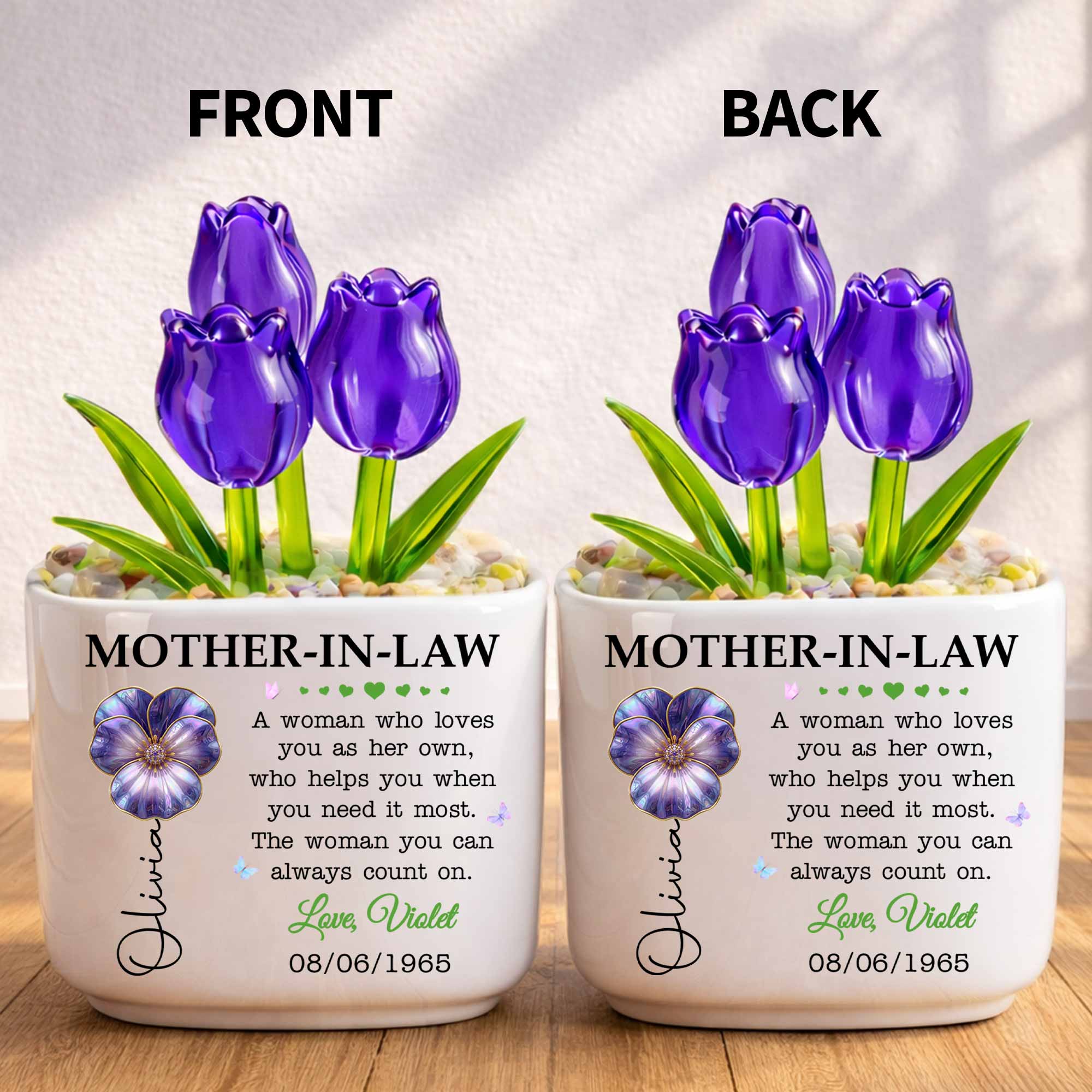 Personalized Everlasting Tulips Custom Gift for Mother-in-Law Glass Tulip GradoCreations