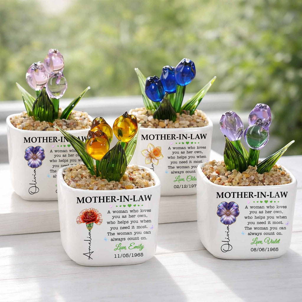 Personalized Everlasting Tulips Custom Gift for Mother-in-Law Glass Tulip GradoCreations
