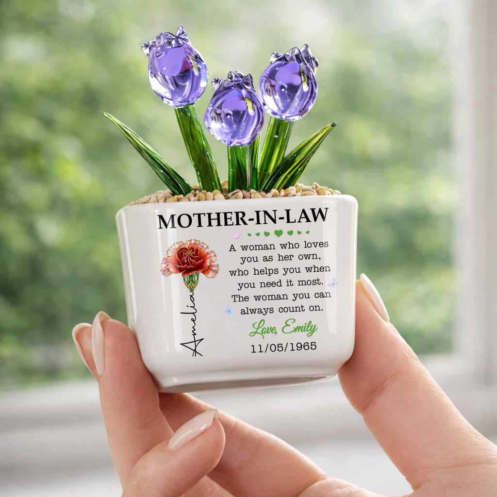 Personalized Everlasting Tulips Custom Gift for Mother-in-Law Glass Tulip GradoCreations