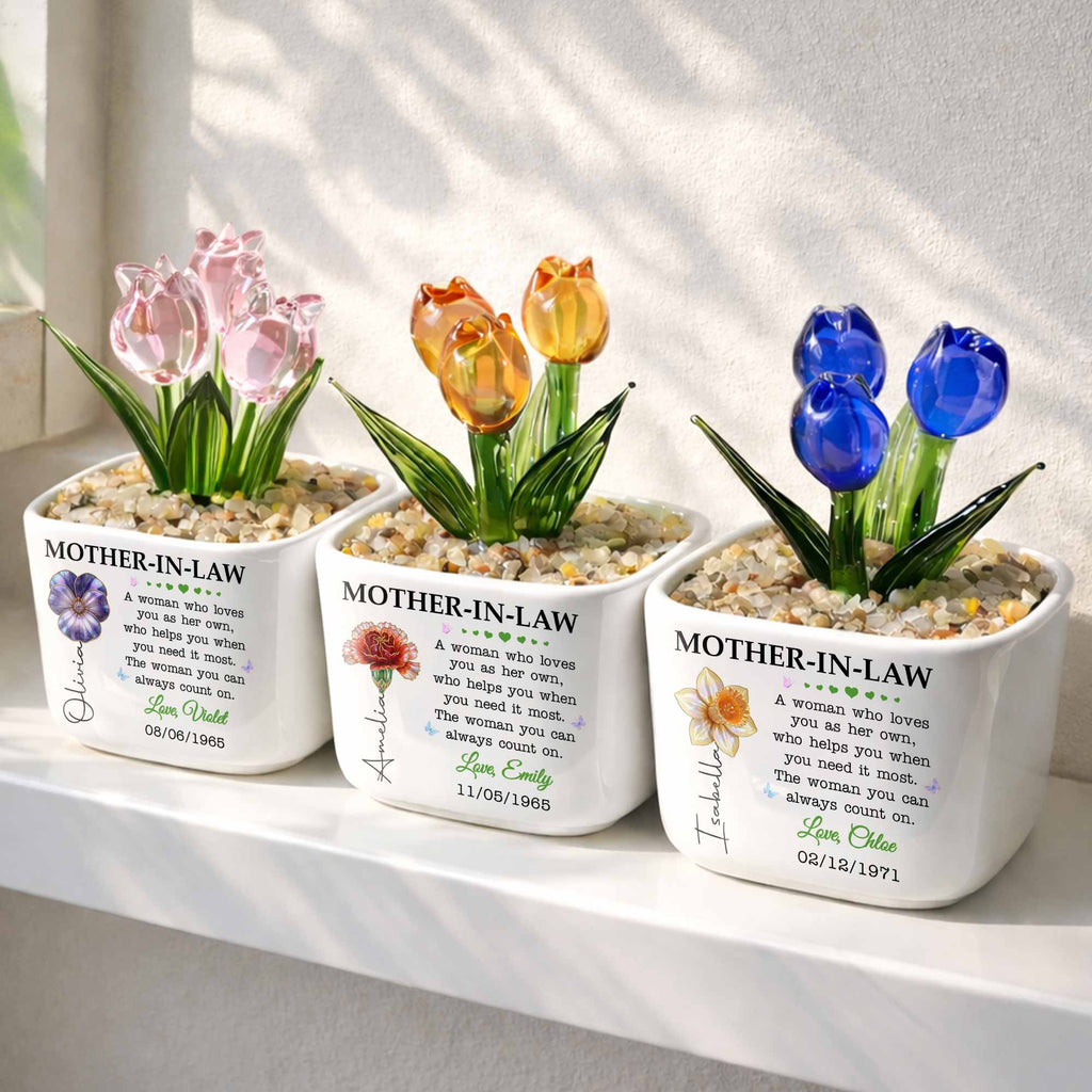 Personalized Everlasting Tulips Custom Gift for Mother-in-Law Glass Tulip GradoCreations