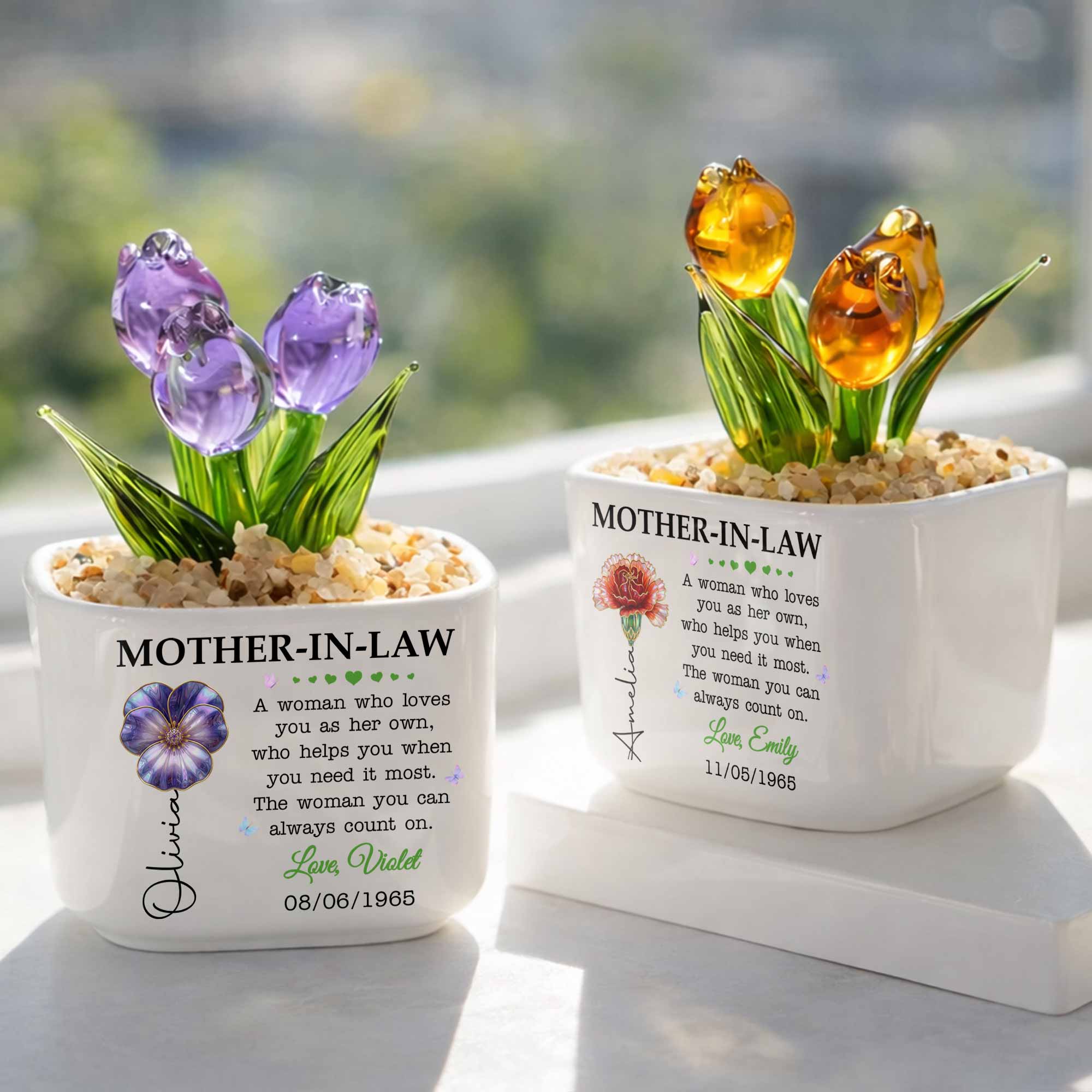 Personalized Everlasting Tulips Custom Gift for Mother-in-Law Glass Tulip GradoCreations