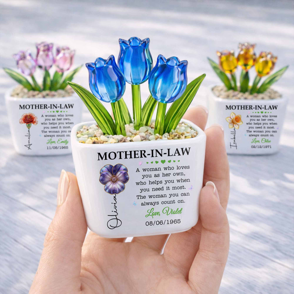 Personalized Everlasting Tulips Custom Gift for Mother-in-Law Glass Tulip GradoCreations