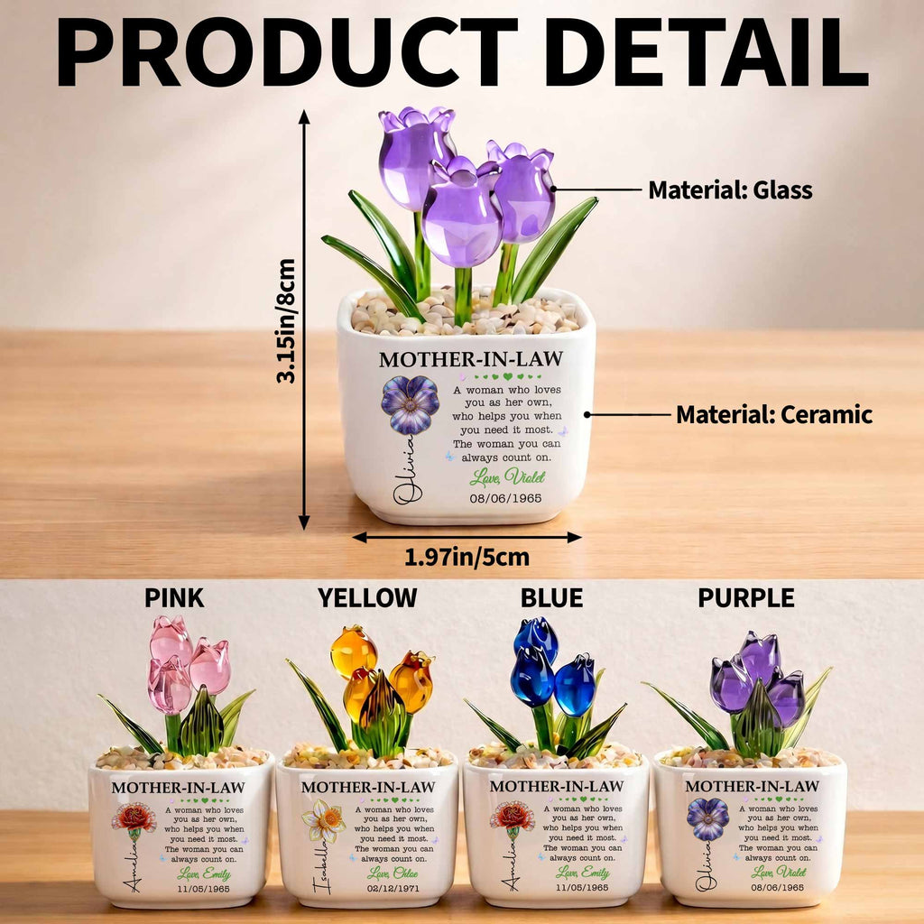 Personalized Everlasting Tulips Custom Gift for Mother-in-Law Glass Tulip GradoCreations