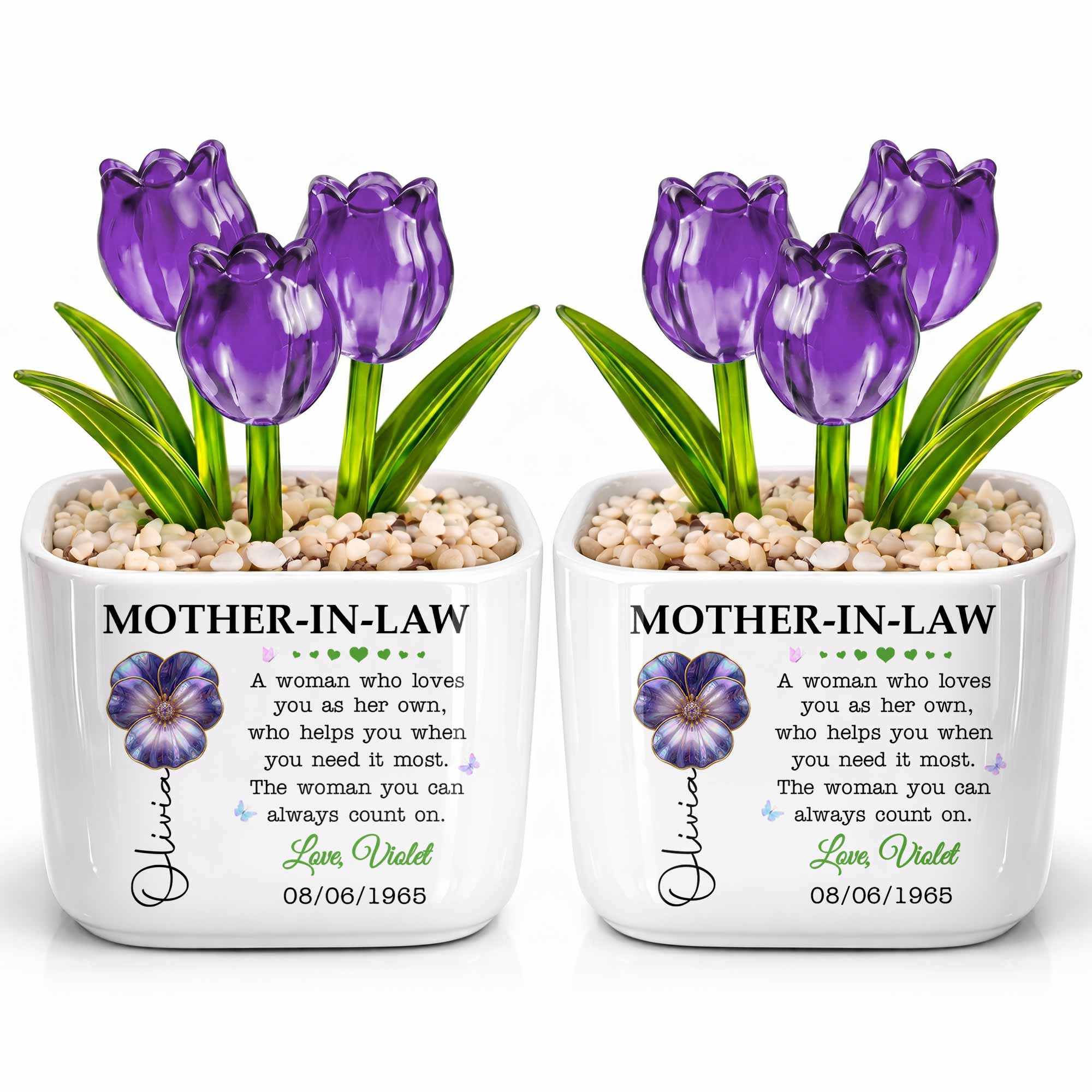 Personalized Everlasting Tulips Custom Gift for Mother-in-Law Glass Tulip GradoCreations