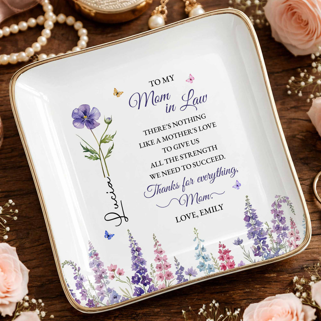 Personalized Ceramic Jewelry Dish For Mother-in-Law Gift Jewelry Dish GradoCreations
