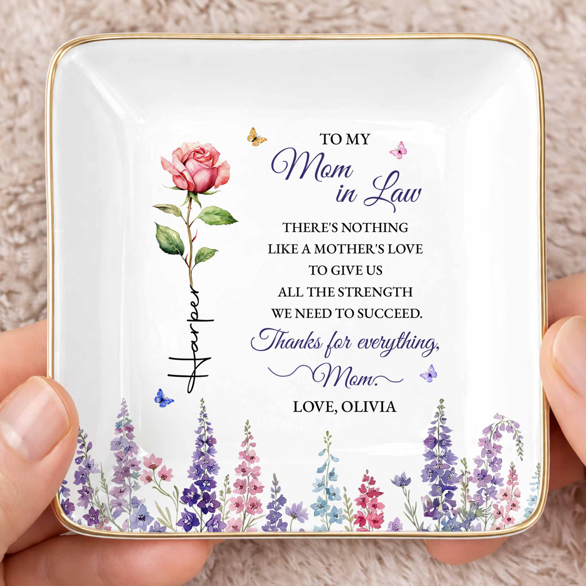 Personalized Ceramic Jewelry Dish For Mother-in-Law Gift Jewelry Dish GradoCreations