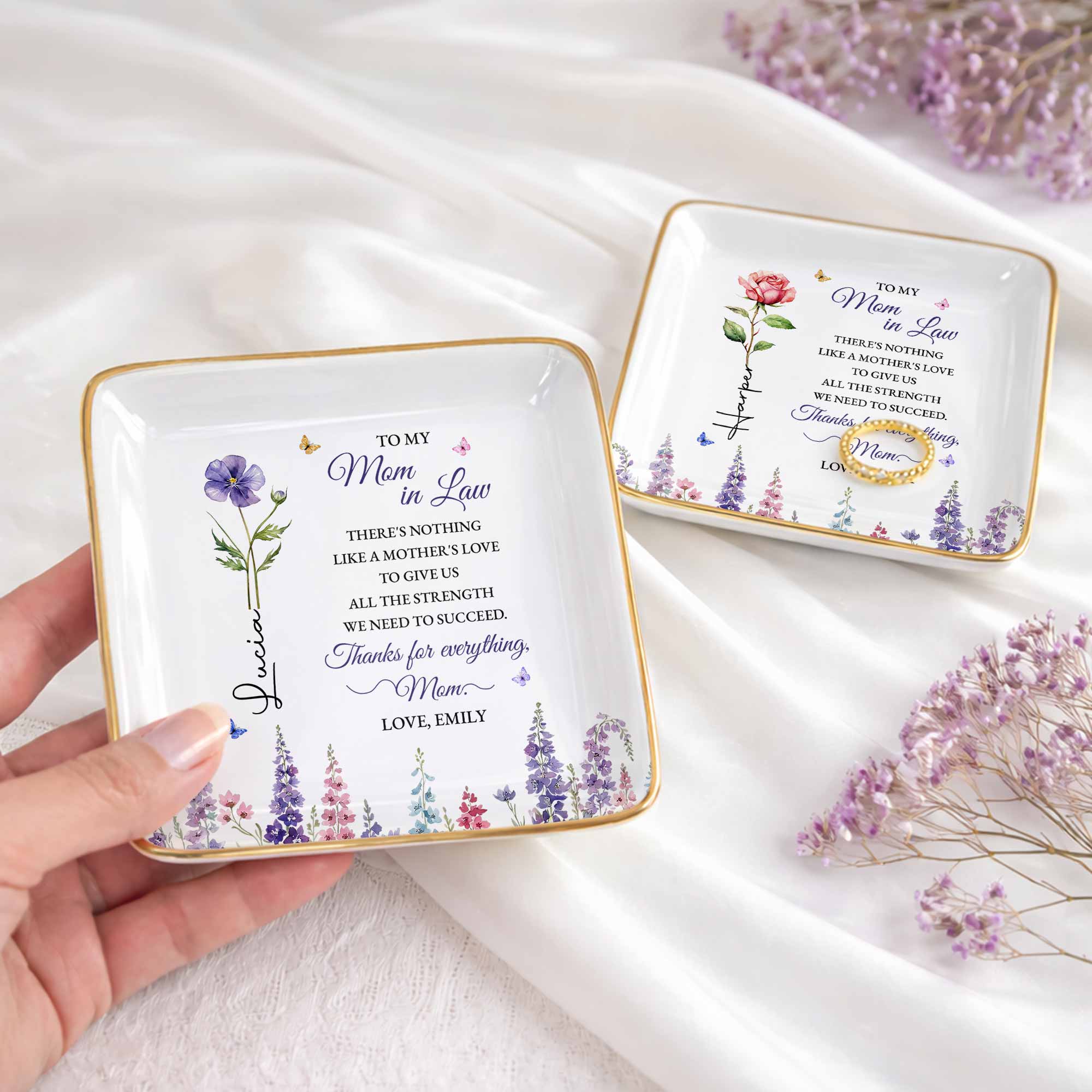 Personalized Ceramic Jewelry Dish For Mother-in-Law Gift Jewelry Dish GradoCreations