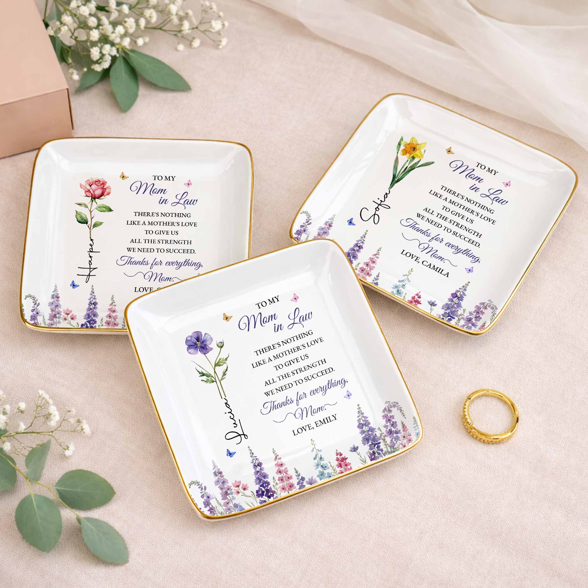 Personalized Ceramic Jewelry Dish For Mother-in-Law Gift Jewelry Dish GradoCreations