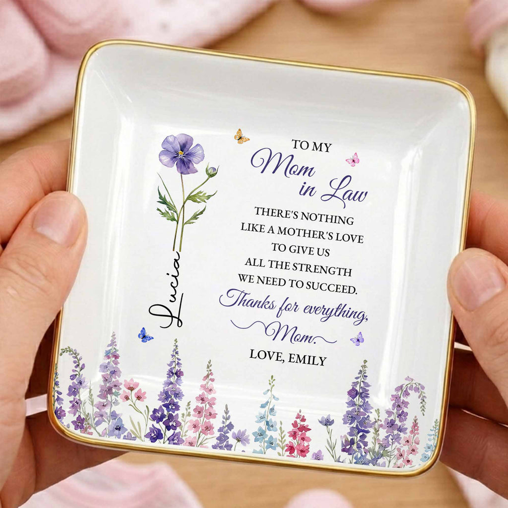 Personalized Ceramic Jewelry Dish For Mother-in-Law Gift Jewelry Dish GradoCreations