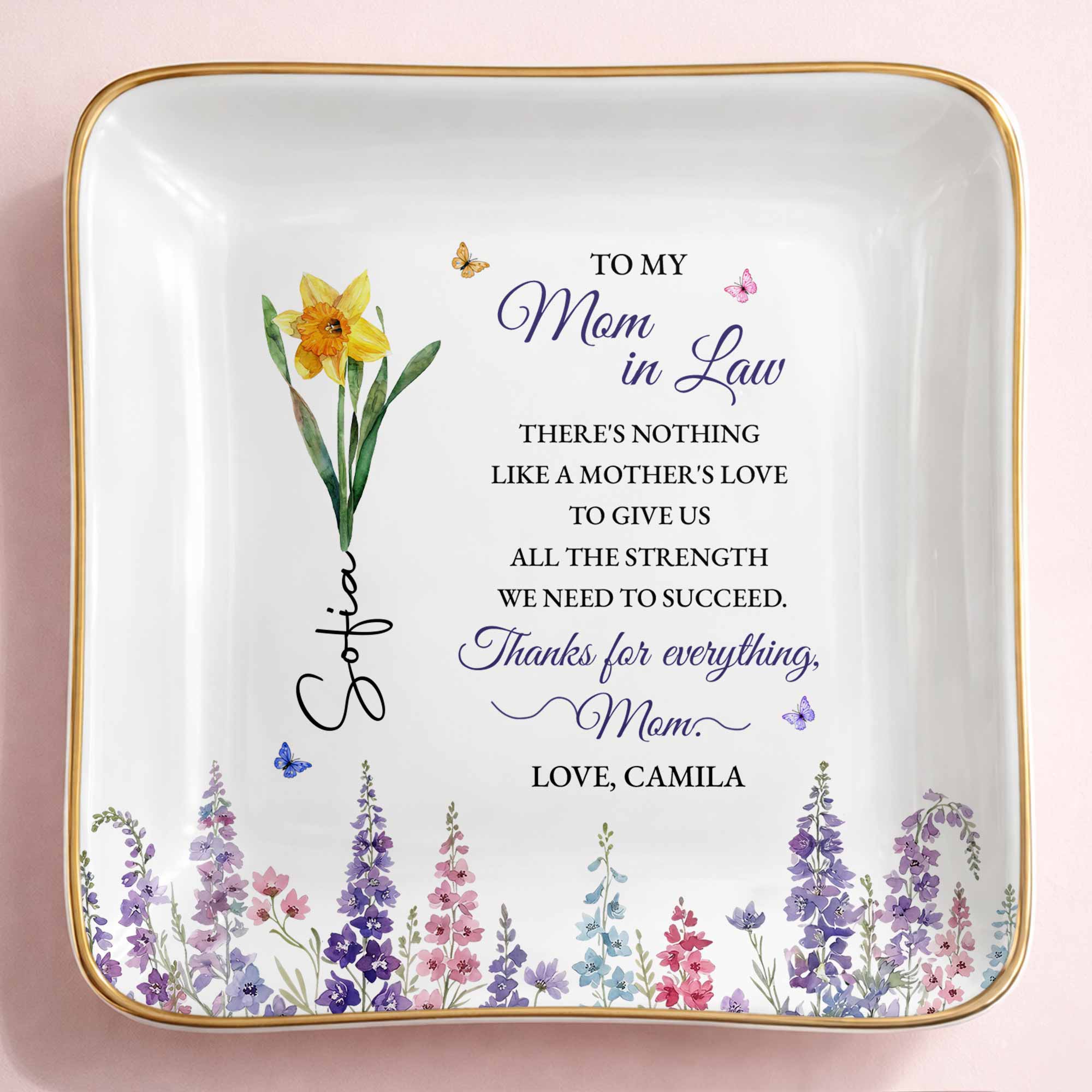 Personalized Ceramic Jewelry Dish For Mother-in-Law Gift Jewelry Dish GradoCreations
