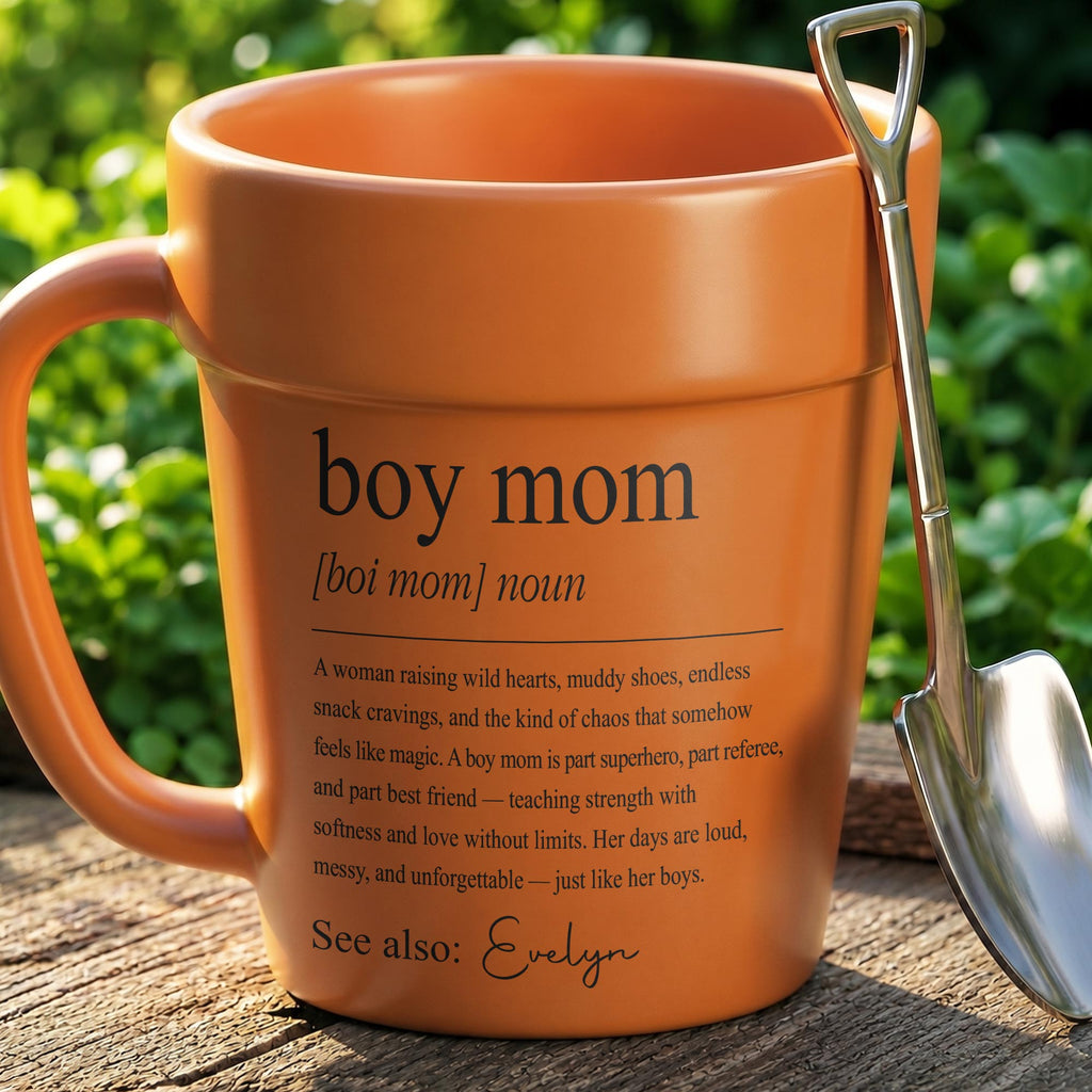 Personalized Plant Pot Ceramic Mug Gift for Boy Mom