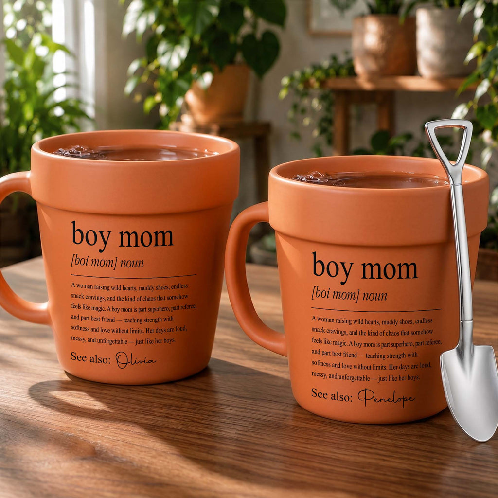 Personalized Plant Pot Ceramic Mug Gift for Boy Mom