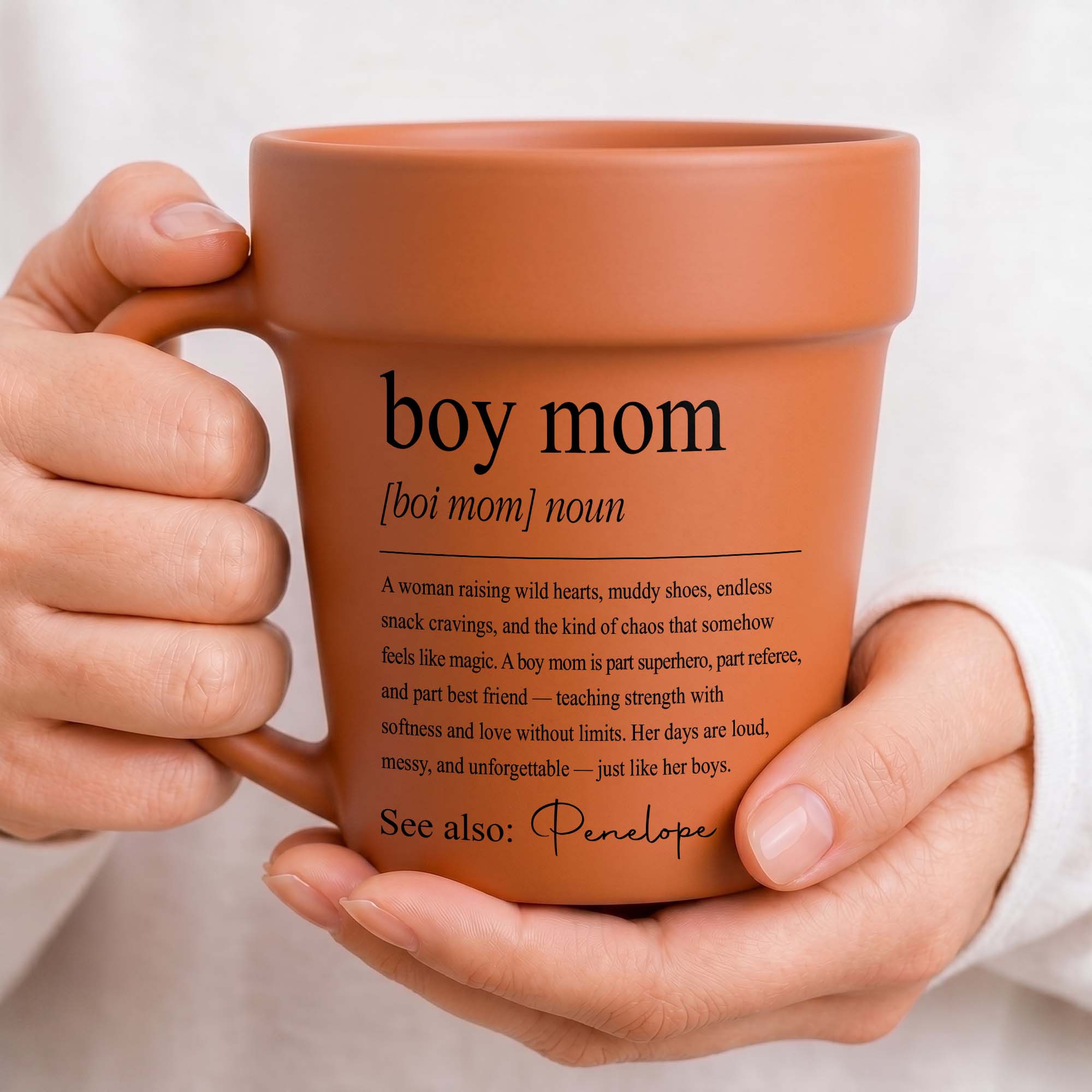 Personalized Plant Pot Ceramic Mug Gift for Boy Mom