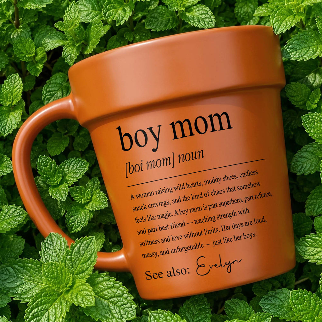 Personalized Plant Pot Ceramic Mug Gift for Boy Mom