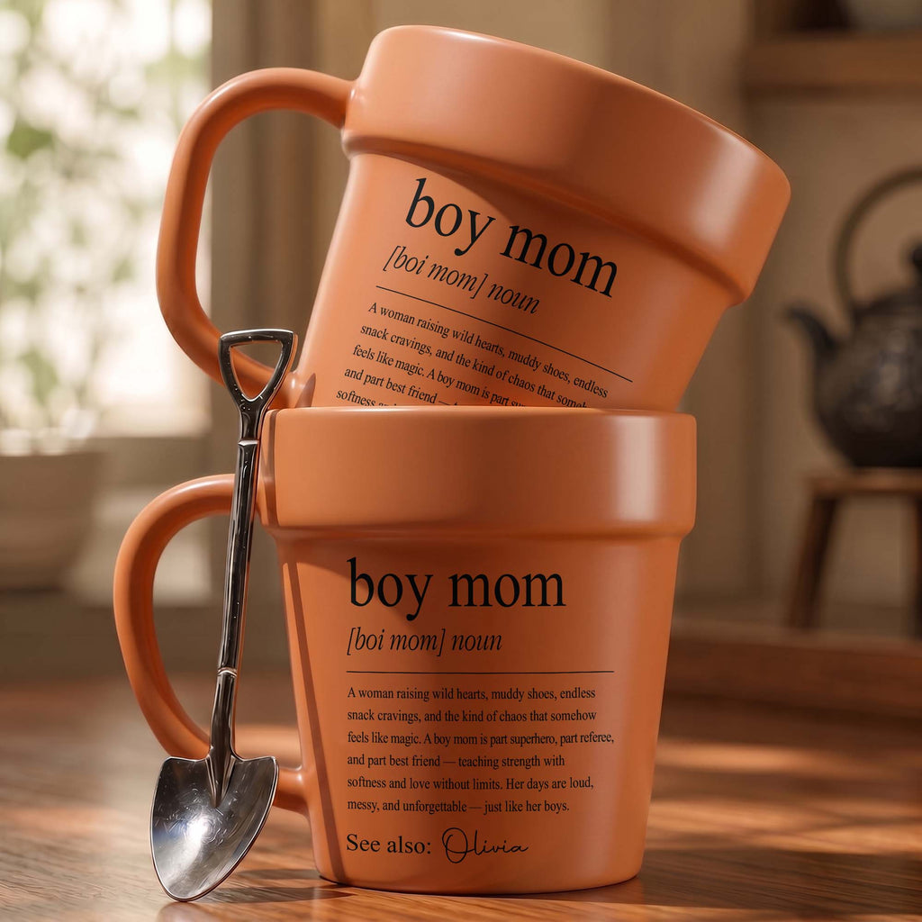 Personalized Plant Pot Ceramic Mug Gift for Boy Mom