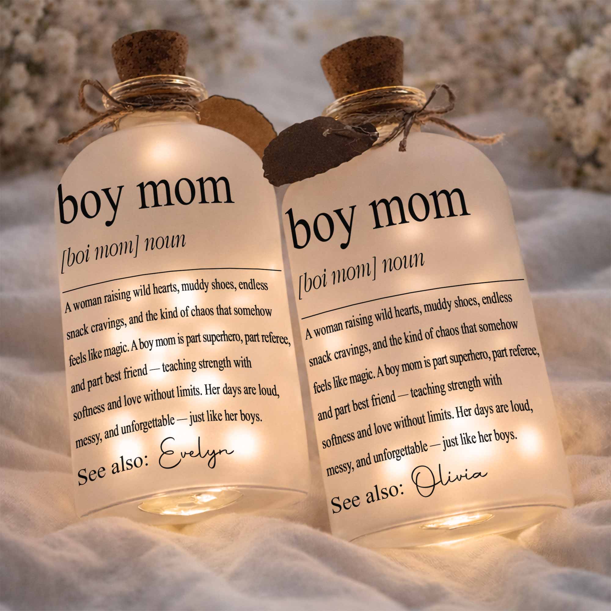 Personalized Short Bottle Light for Boy Mom Custom Gift Short Bottle Light GradoCreations