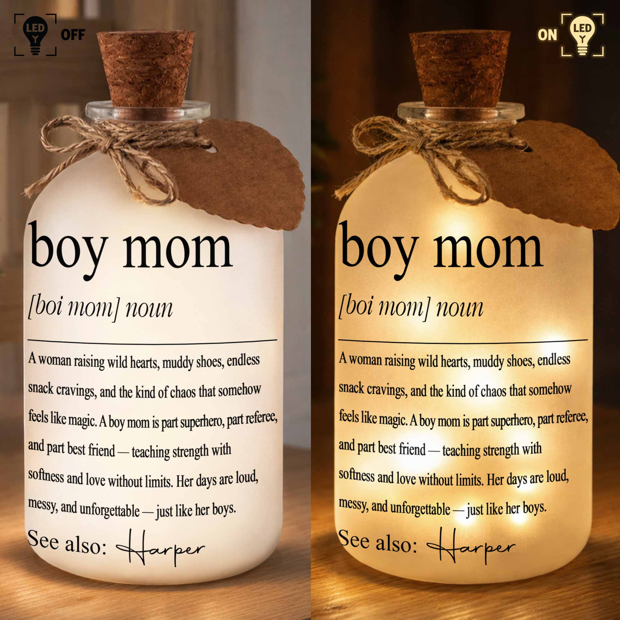 Personalized Short Bottle Light for Boy Mom Custom Gift Short Bottle Light GradoCreations