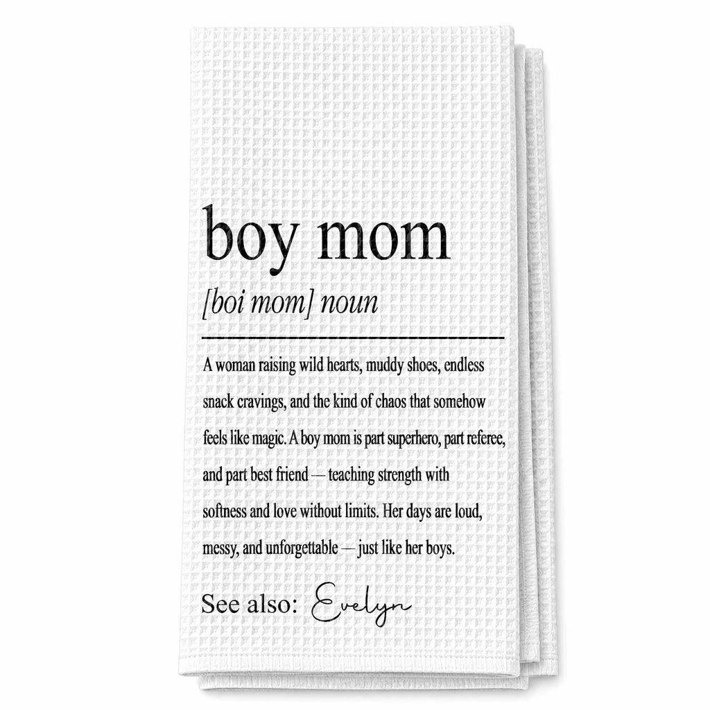 Personalized Kitchen Towel for Boy Mom with Custom Name Gift Kitchen Towel GradoCreations