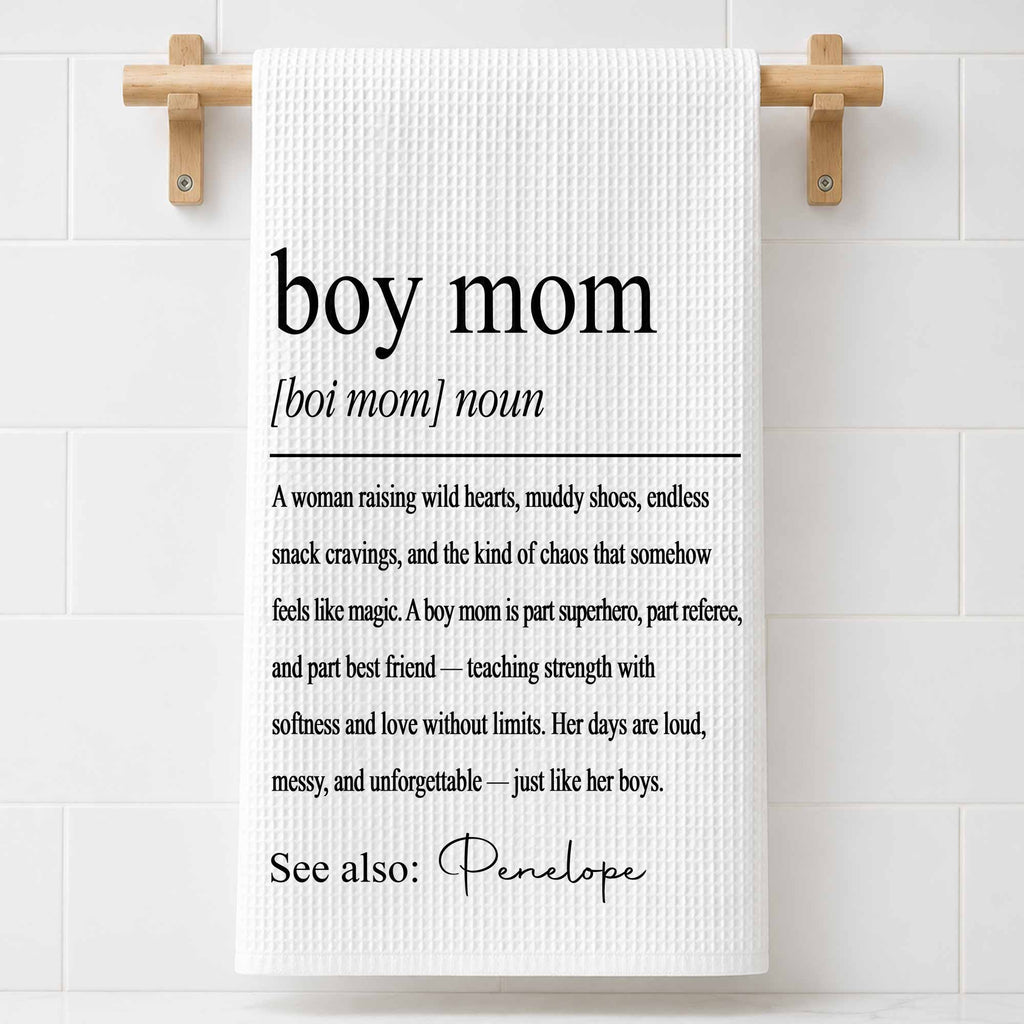 Personalized Kitchen Towel for Boy Mom with Custom Name Gift Kitchen Towel GradoCreations