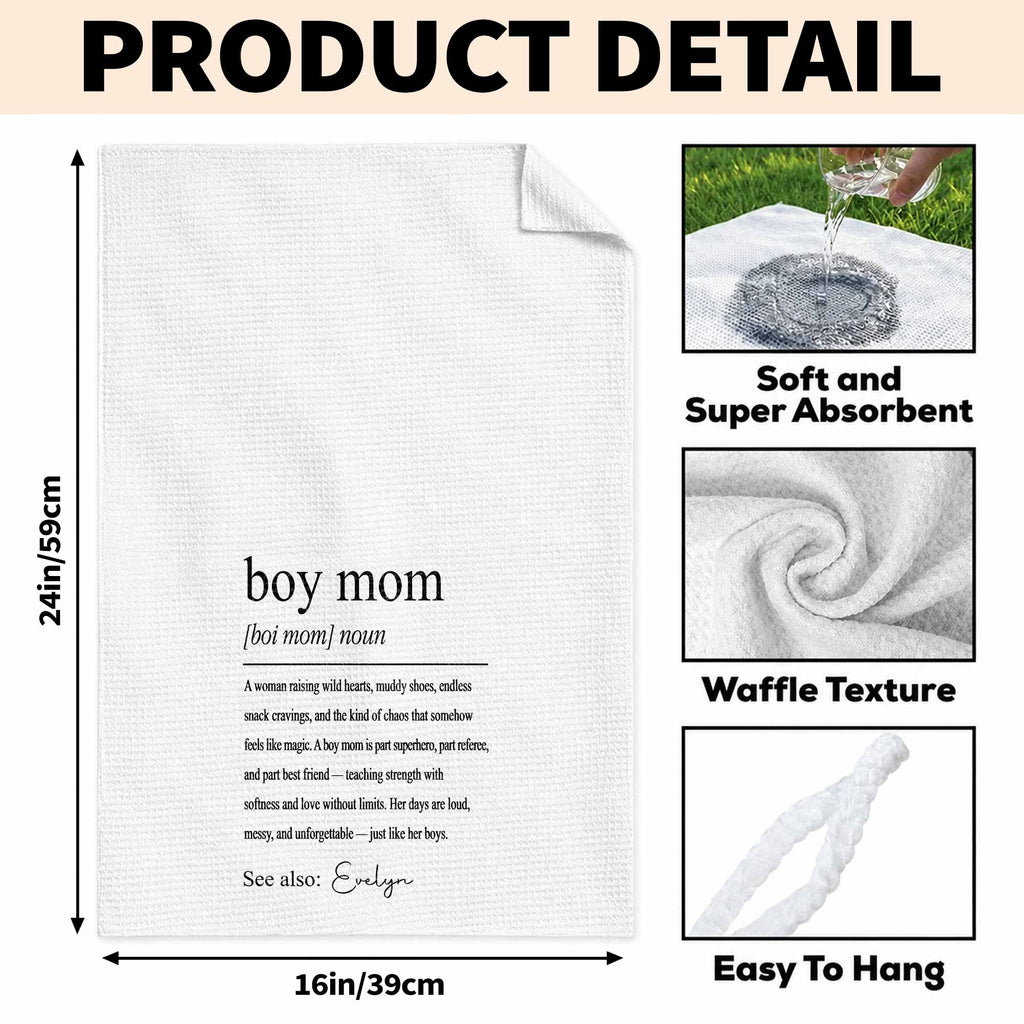Personalized Kitchen Towel for Boy Mom with Custom Name Gift Kitchen Towel GradoCreations