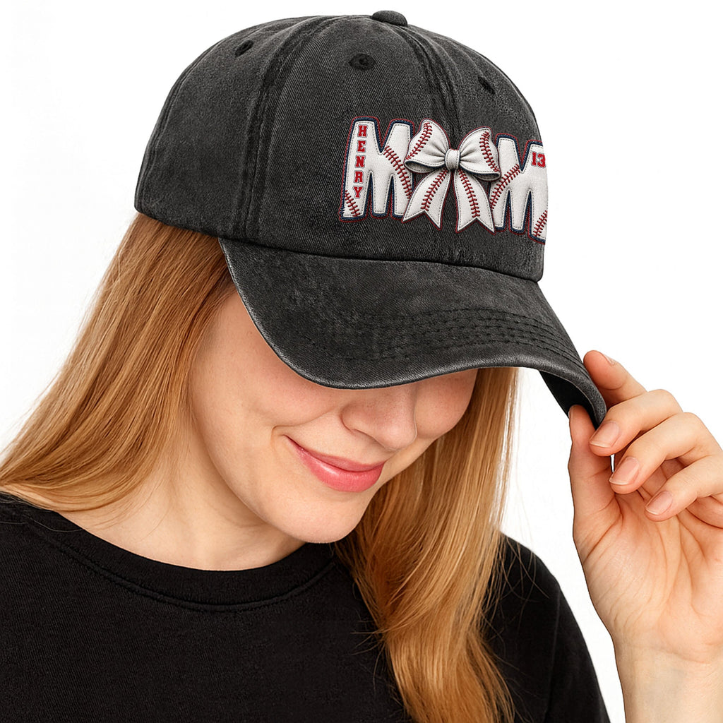 Personalized Washed Denim Cap Custom Name Gift for Mom Washed Denim Cap GradoCreations