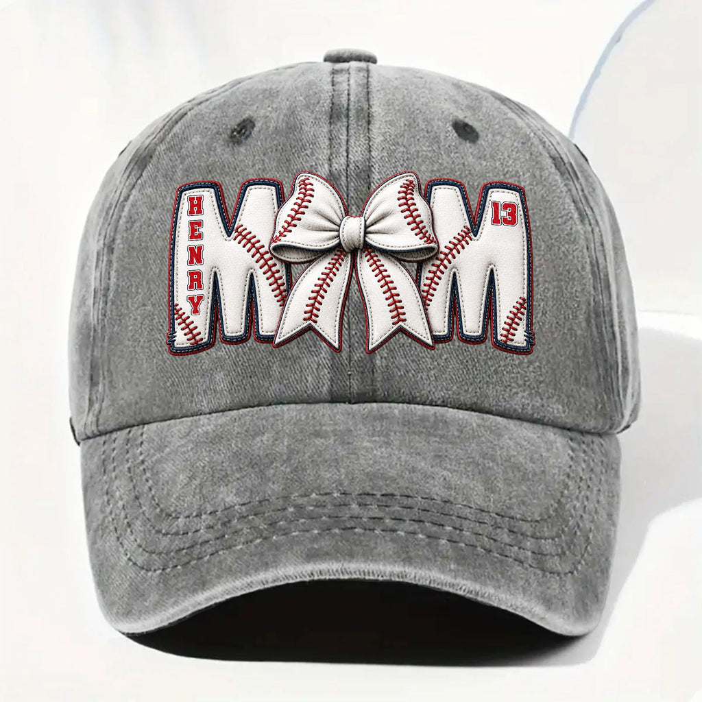 Personalized Washed Denim Cap Custom Name Gift for Mom Washed Denim Cap GradoCreations