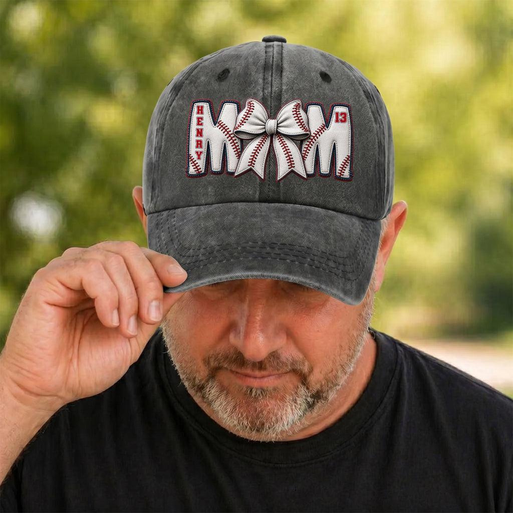 Personalized Washed Denim Cap Custom Name Gift for Mom Washed Denim Cap GradoCreations