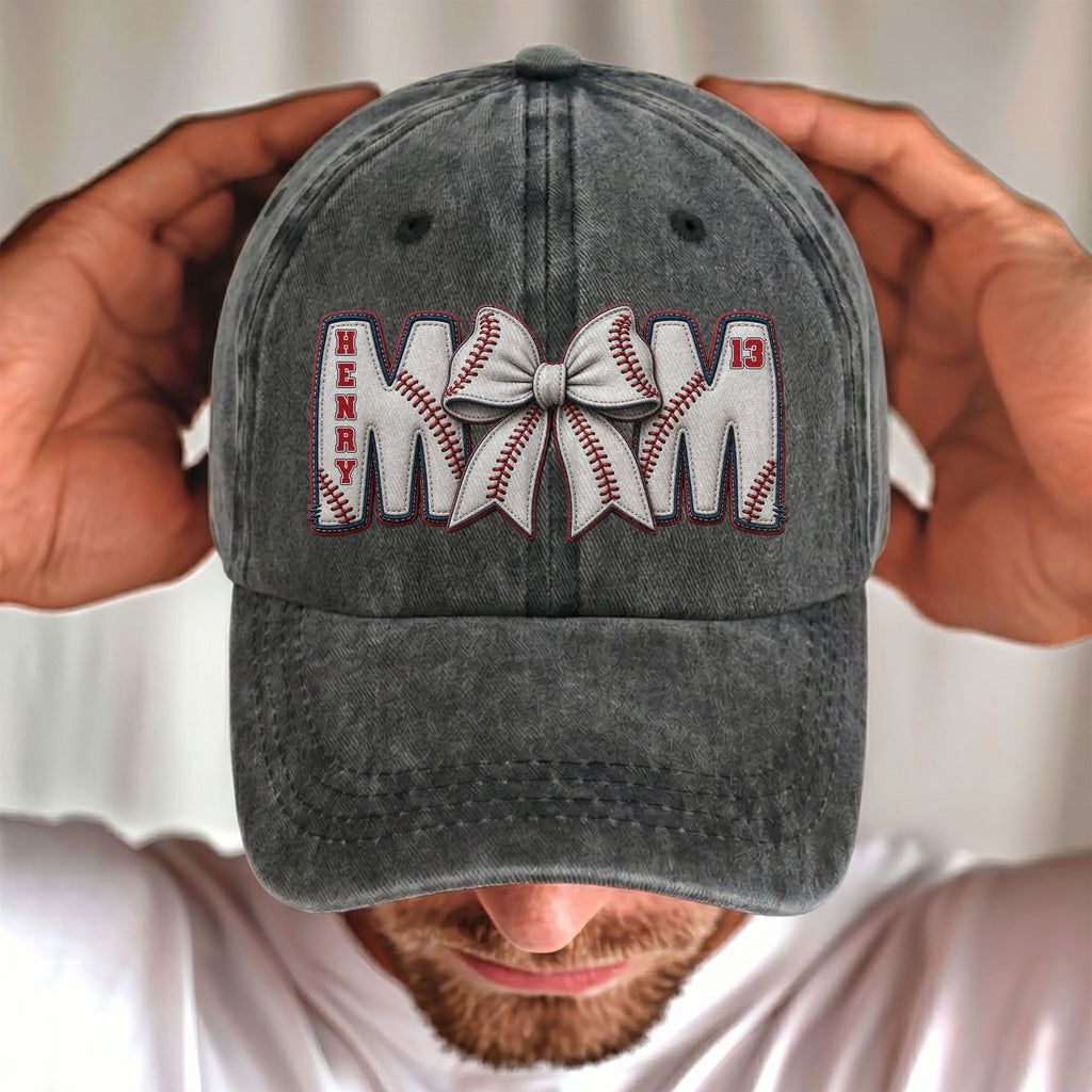 Personalized Washed Denim Cap Custom Name Gift for Mom Washed Denim Cap GradoCreations