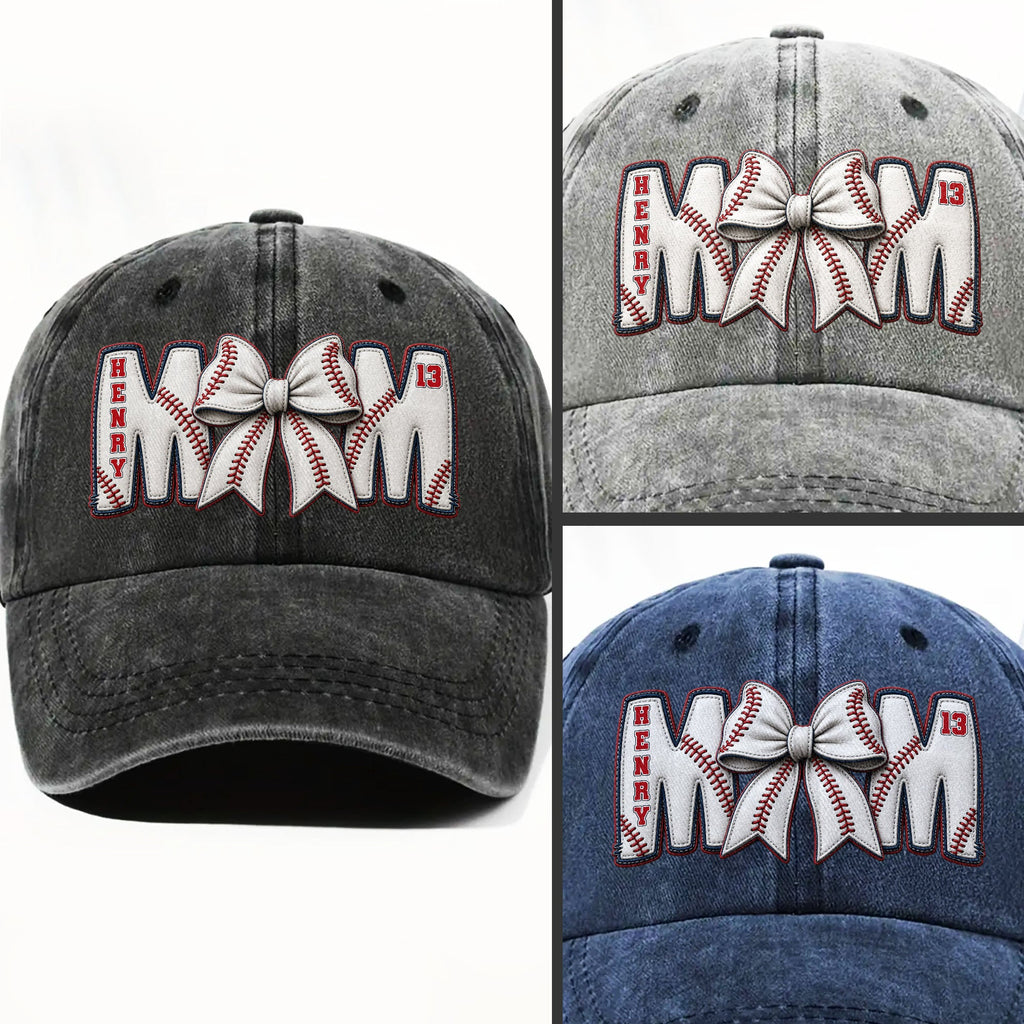 Personalized Washed Denim Cap Custom Name Gift for Mom Washed Denim Cap GradoCreations