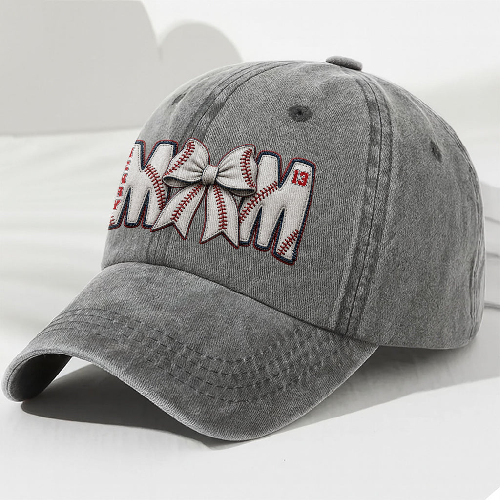 Personalized Washed Denim Cap Custom Name Gift for Mom Washed Denim Cap GradoCreations