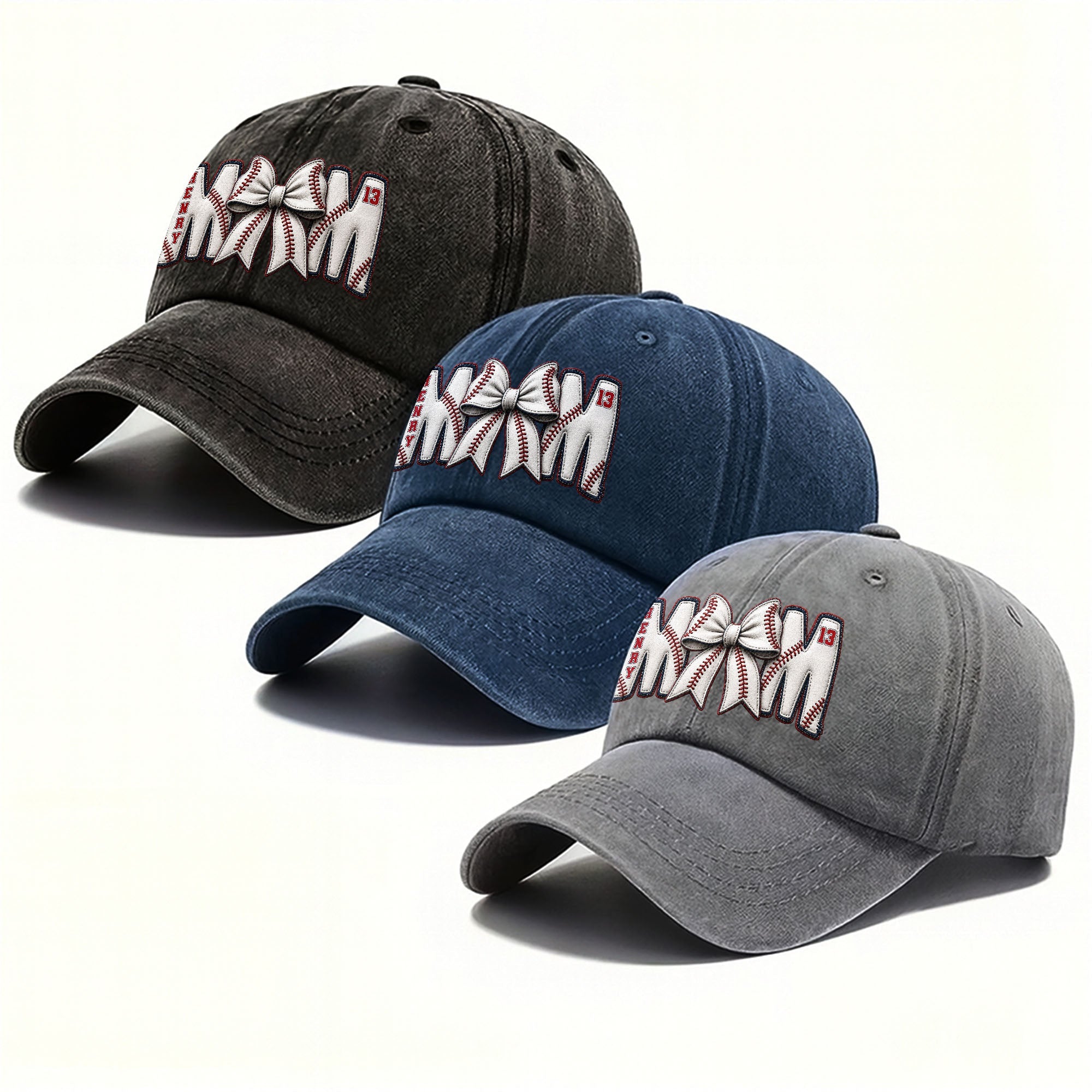 Personalized Washed Denim Cap Custom Name Gift for Mom Washed Denim Cap GradoCreations