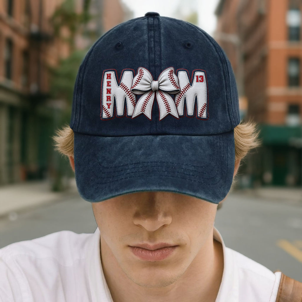 Personalized Washed Denim Cap Custom Name Gift for Mom Washed Denim Cap GradoCreations