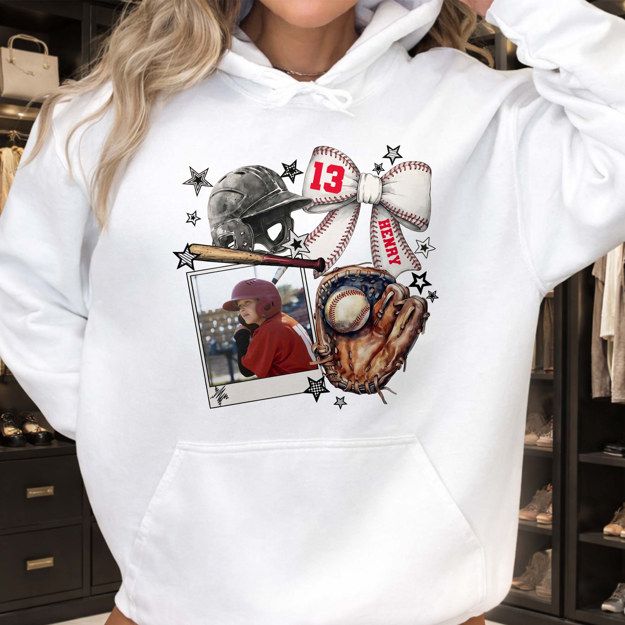 Personalized Baseball T-shirt Hoodie Custom Photo Gift for Mom Shirt GradoCreations