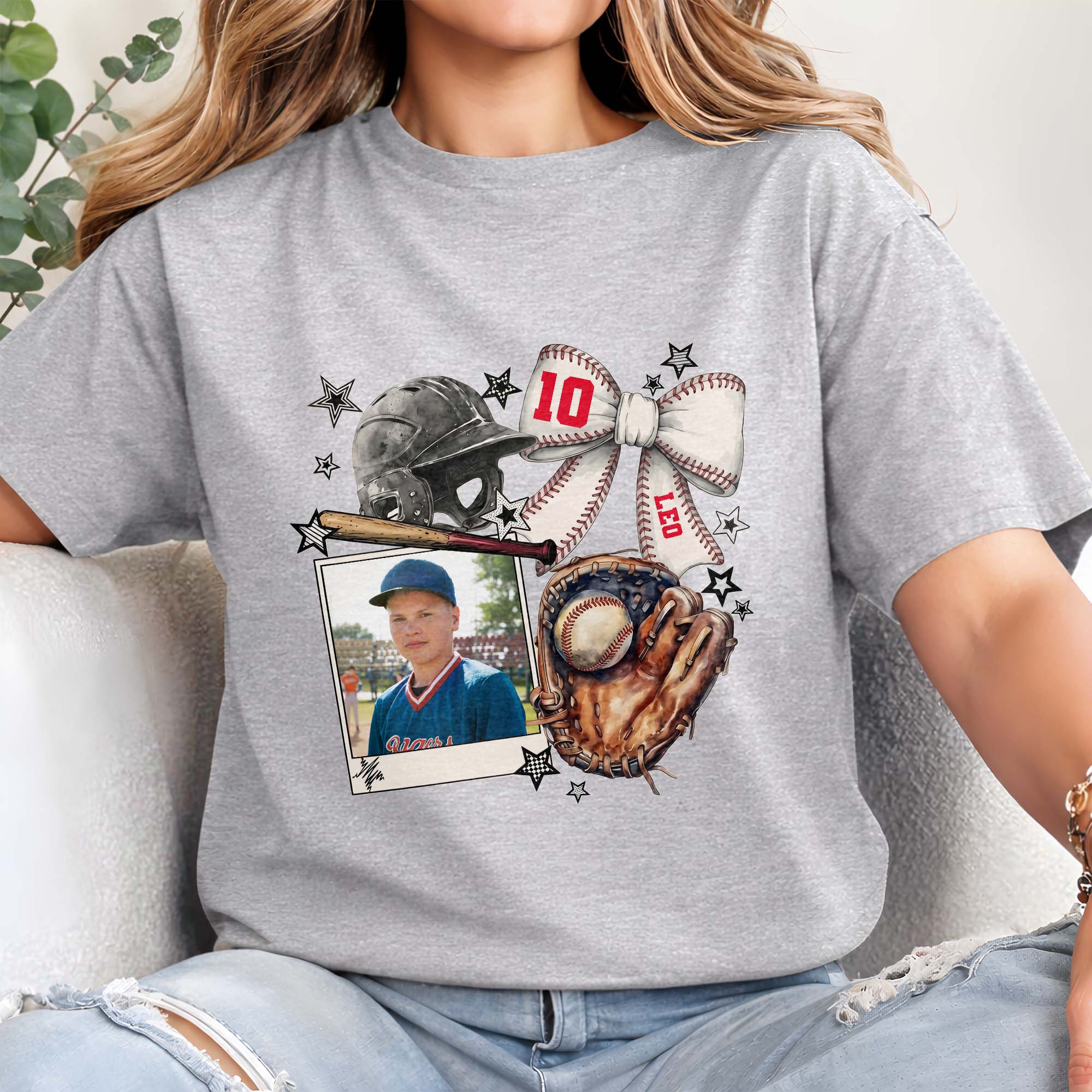 Personalized Baseball T-shirt Hoodie Custom Photo Gift for Mom Shirt GradoCreations