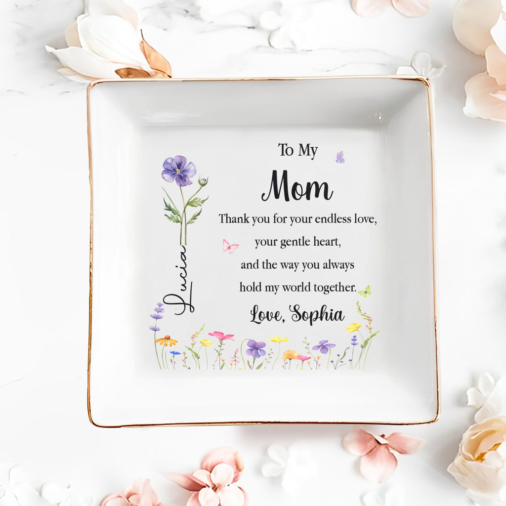 Personalized Jewelry Dish for Mom Birth Month Flower Gift Jewelry Dish GradoCreations