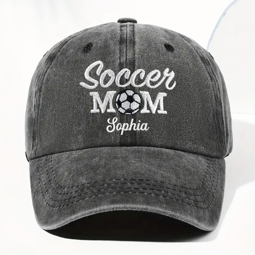 Personalized Washed Denim Cap Custom Soccer MOM Gift Washed Denim Cap GradoCreations