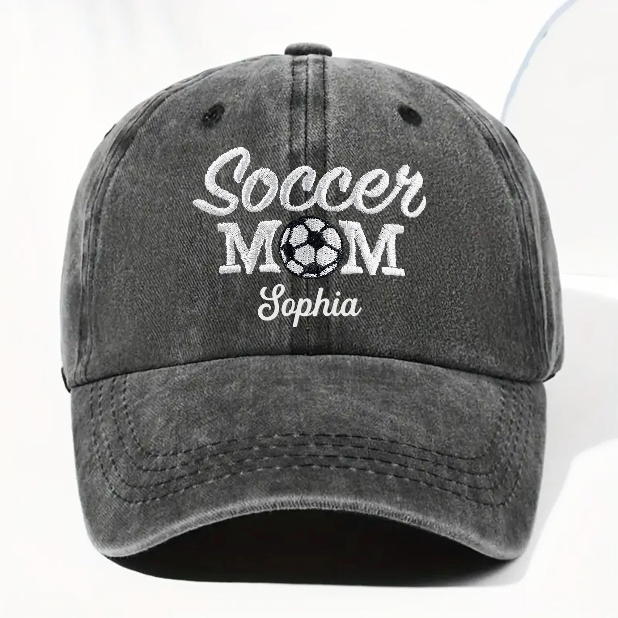 Personalized Washed Denim Cap Custom Soccer MOM Gift Washed Denim Cap GradoCreations