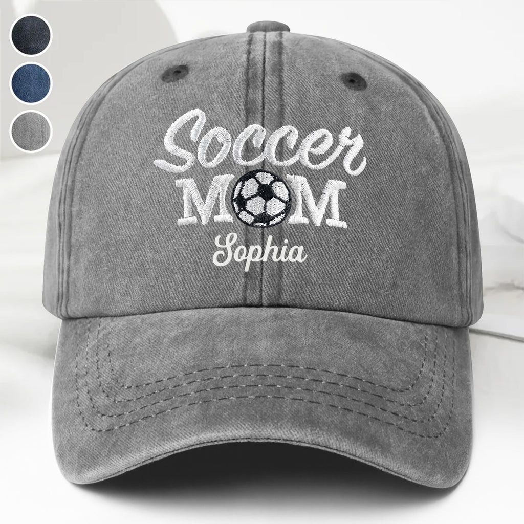 Personalized Washed Denim Cap Custom Soccer MOM Gift Washed Denim Cap GradoCreations
