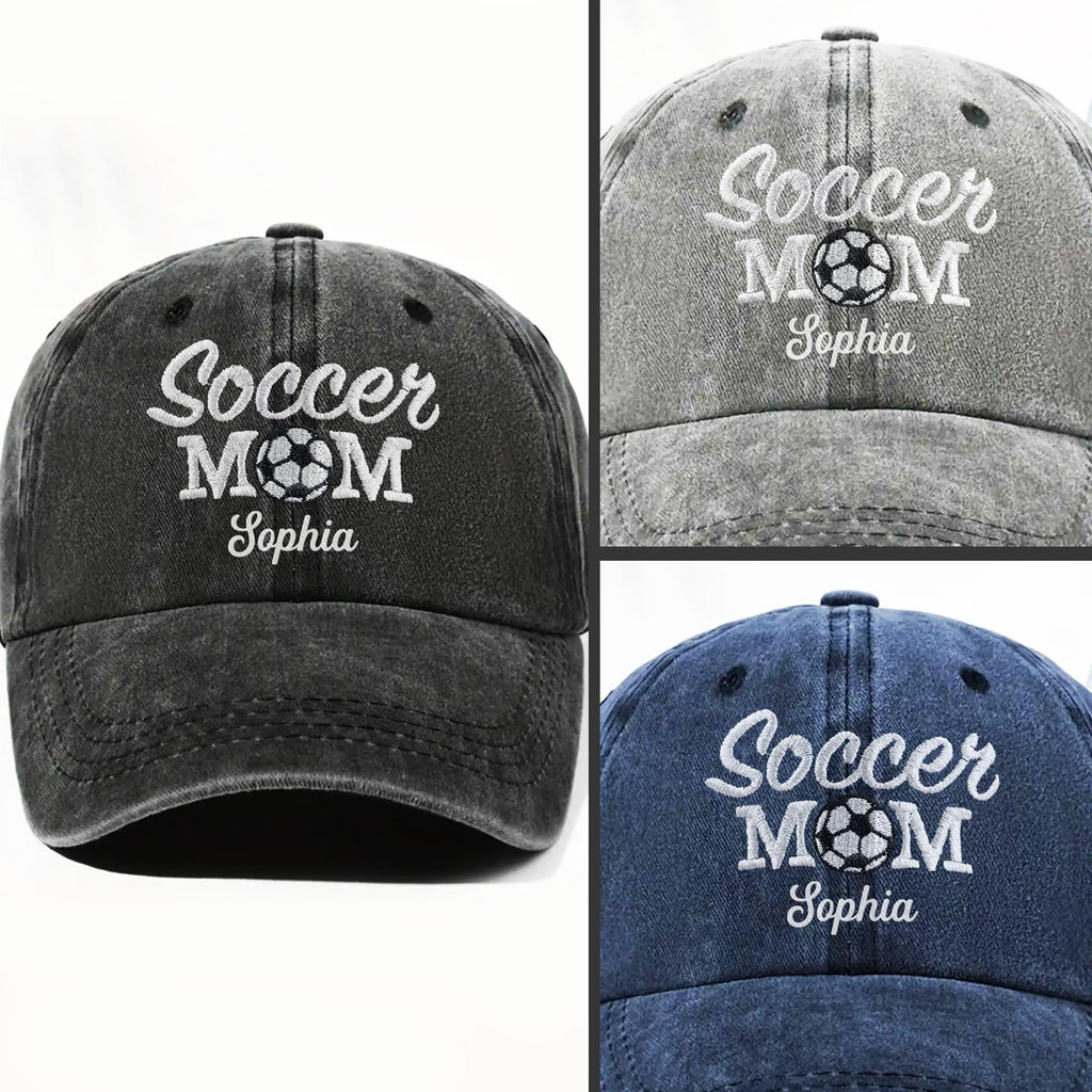 Personalized Washed Denim Cap Custom Soccer MOM Gift Washed Denim Cap GradoCreations
